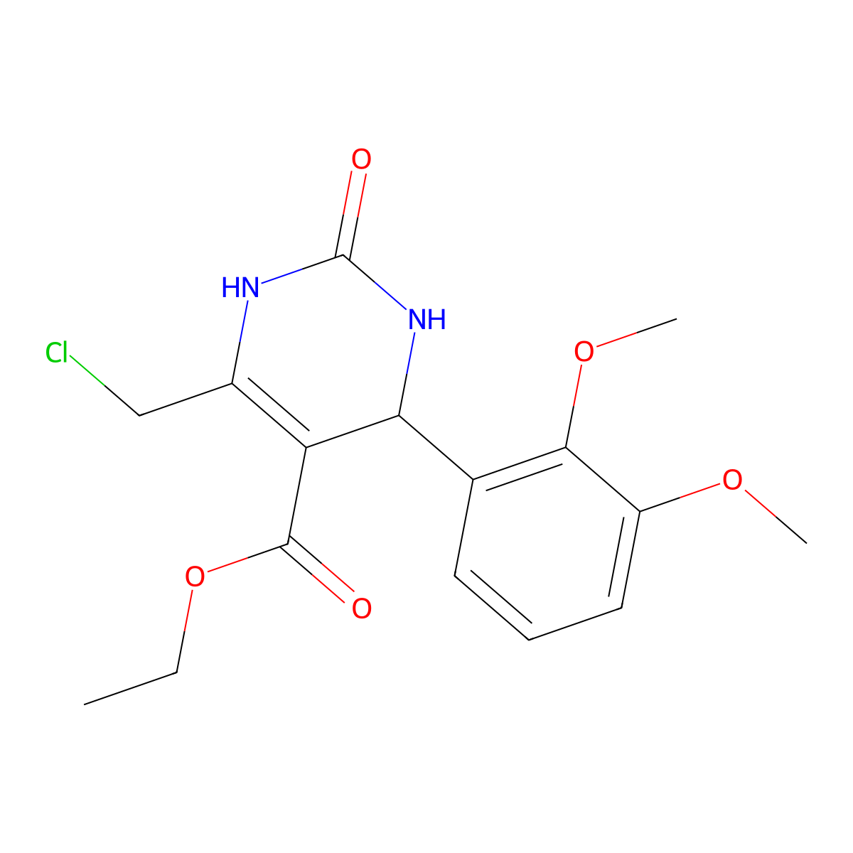 Ethyl 6-(chloromethyl)-4-(2,3-dimethoxyphenyl)-2-oxo-1,2,3,4-tetrahydropyrimidine-5-carboxylate molecular structure, CAS 380589-29-7