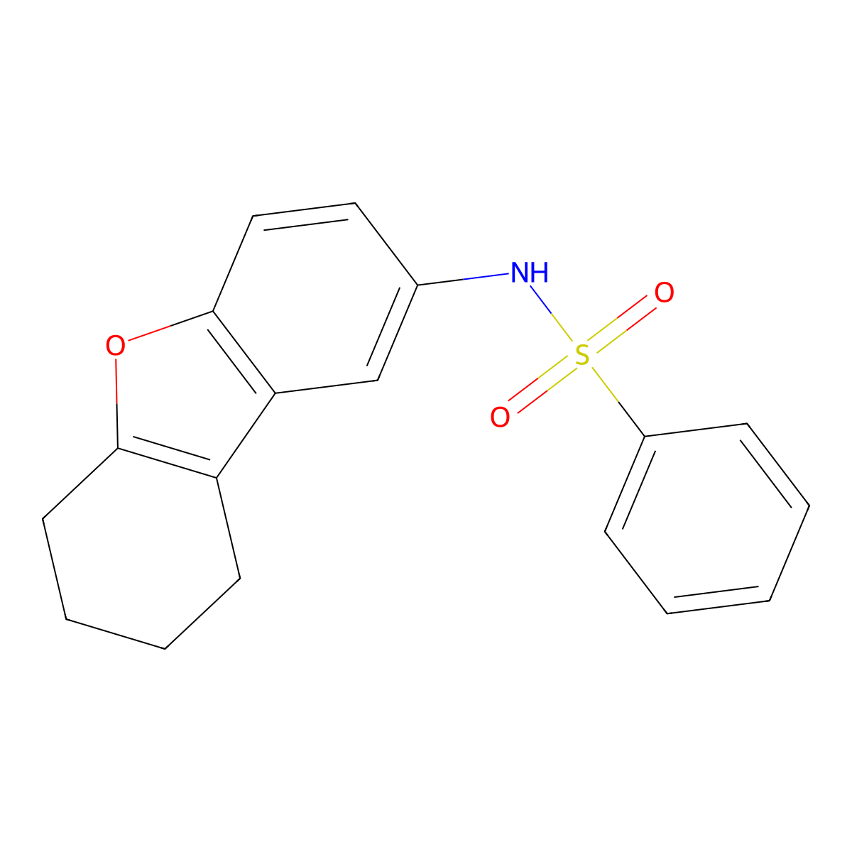 N-(6,7,8,9-tetrahydrodibenzofuran-2-yl)benzenesulfonamide molecular structure, CAS 38059-66-4