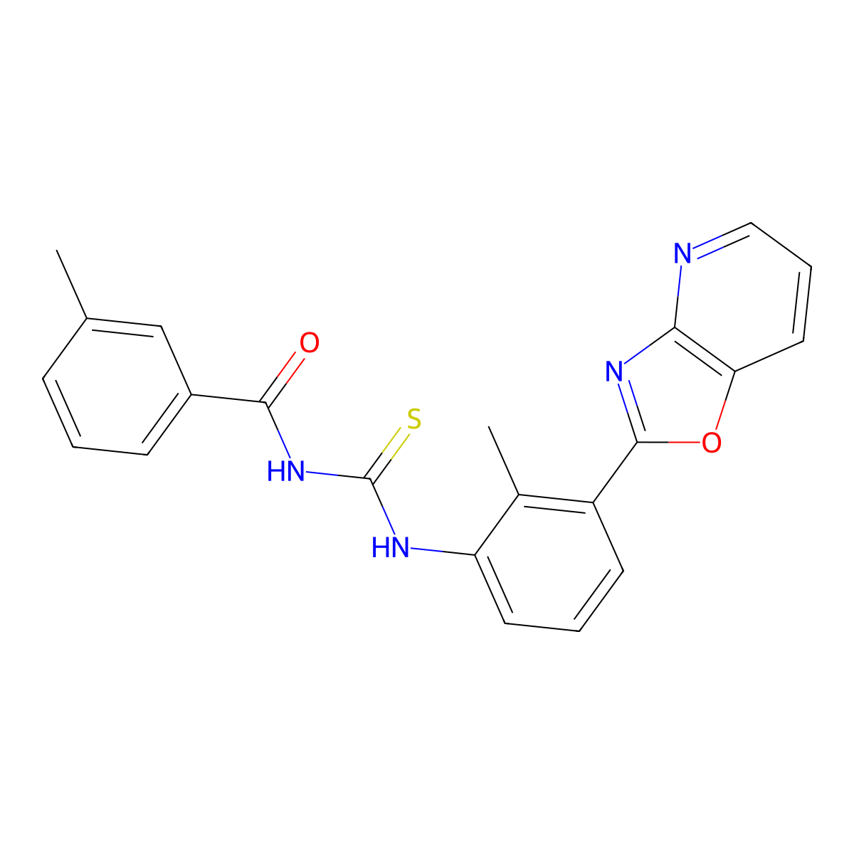 3-methyl-N-[[2-methyl-3-([1,3]oxazolo[4,5-b]pyridin-2-yl)phenyl]carbamothioyl]benzamide molecular structure, CAS 380590-38-5