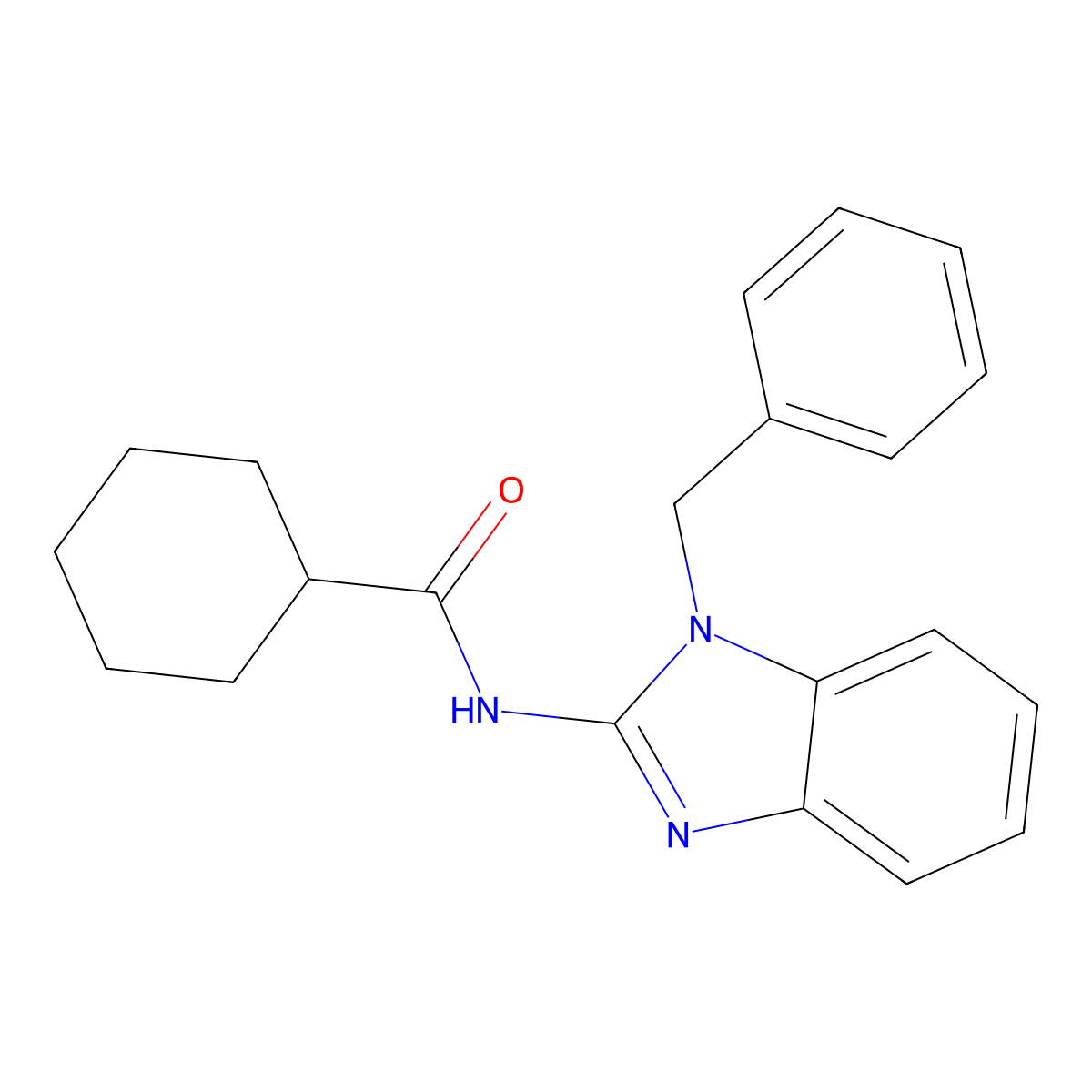 N-(1-benzylbenzimidazol-2-yl)cyclohexanecarboxamide molecular structure, CAS 380590-68-1