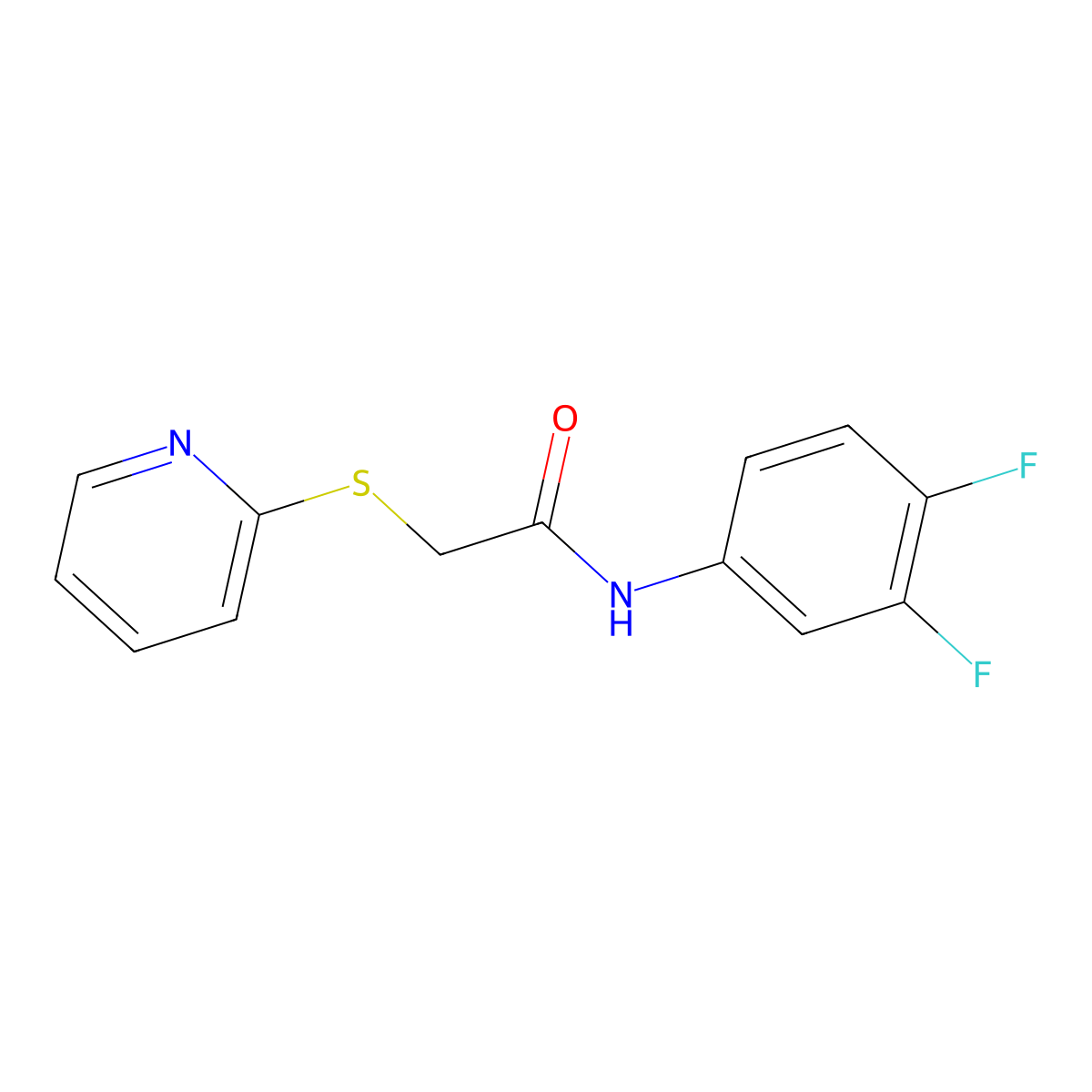 N-(3,4-difluorophenyl)-2-(pyridin-2-ylsulfanyl)acetamide molecular structure, CAS 380590-86-3