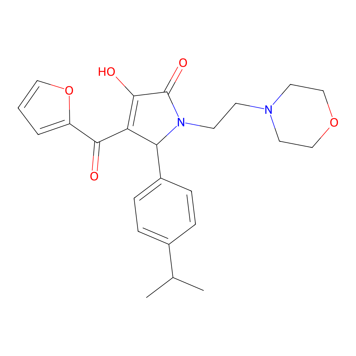 4-(Furan-2-carbonyl)-3-hydroxy-5-(4-isopropyl-phenyl)-1-(2-morpholin-4-yl-ethyl)-1,5-dihydro-pyrrol-2-one molecular structure, CAS 380592-09-6