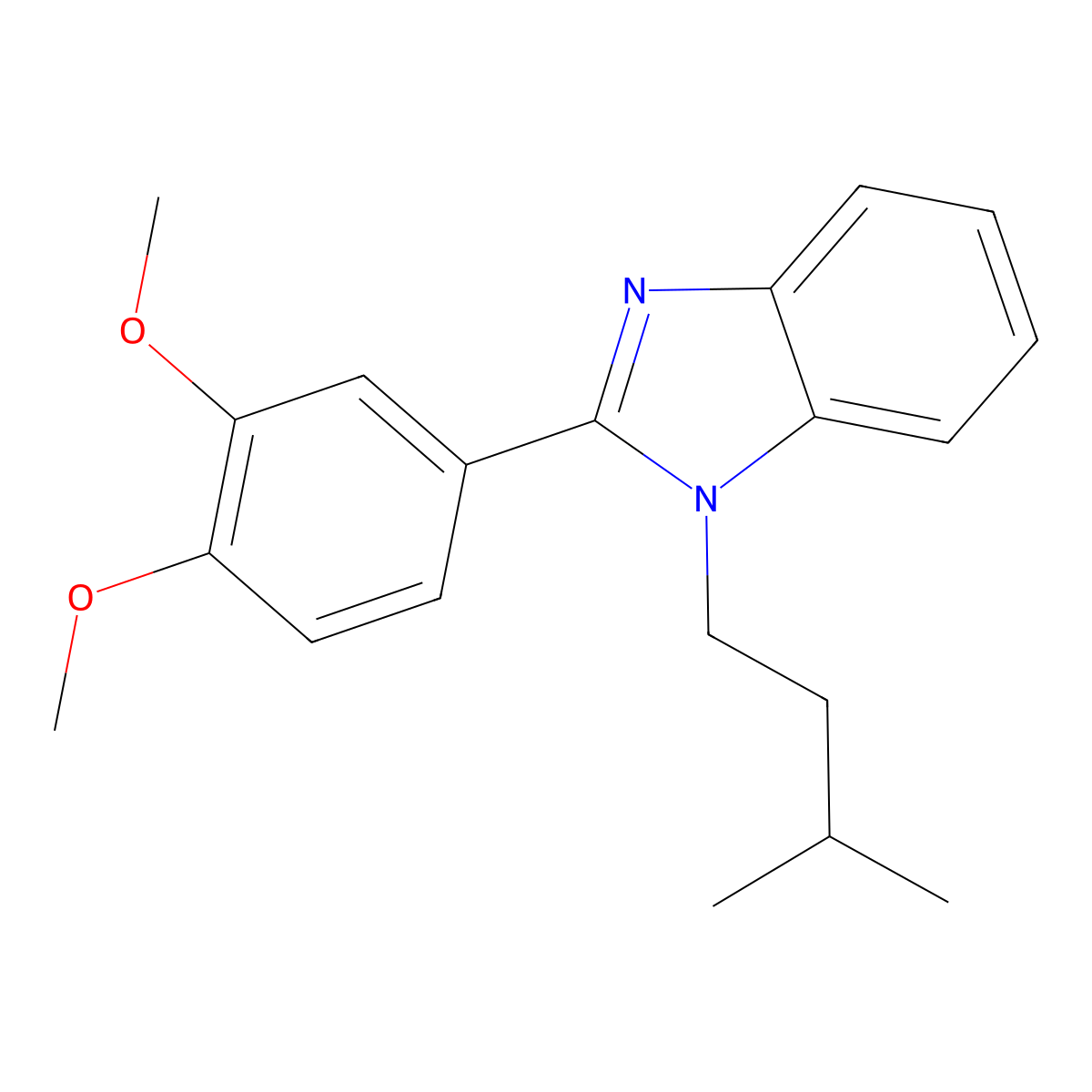 2-(3,4-Dimethoxyphenyl)-1-(3-methylbutyl)benzimidazole molecular structure, CAS 380592-20-1
