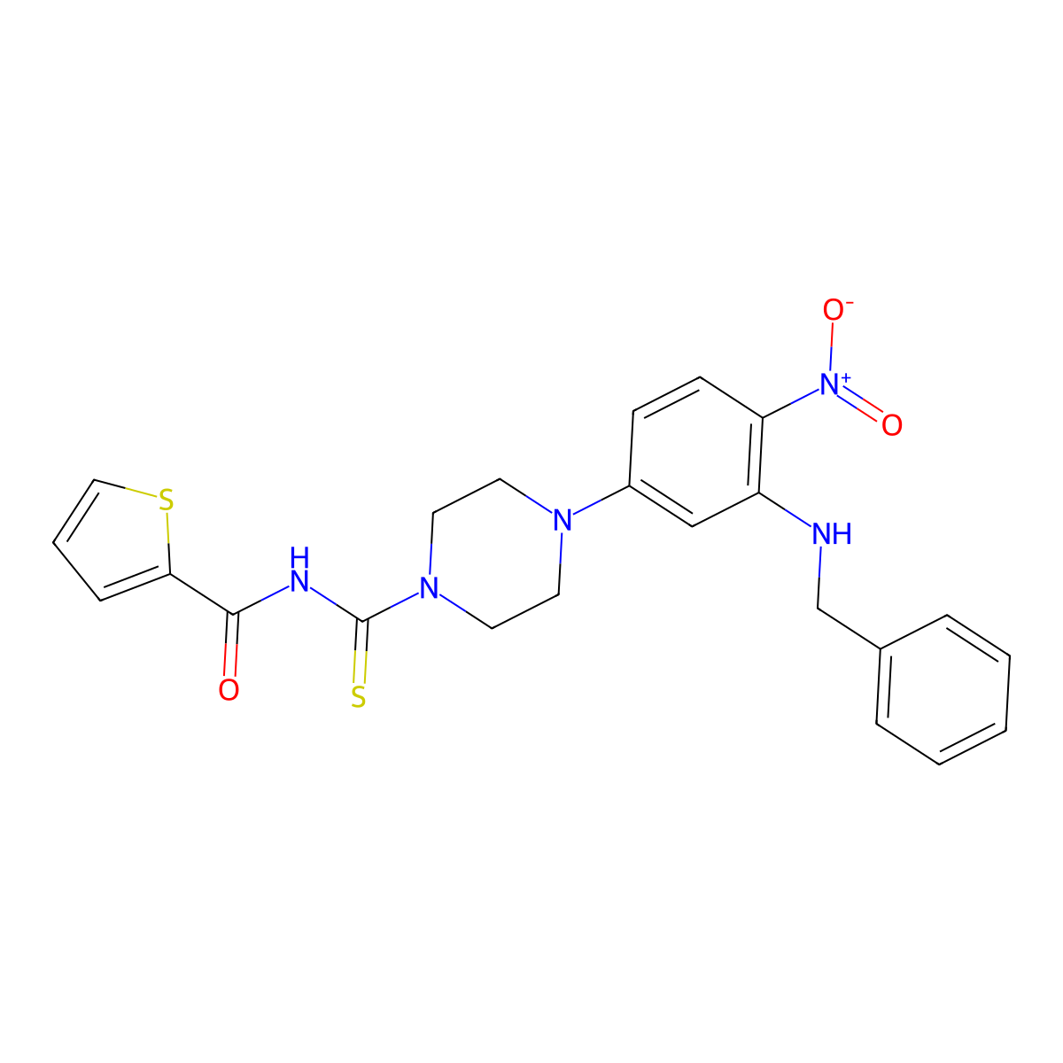 N-[4-[3-(benzylamino)-4-nitrophenyl]piperazine-1-carbothioyl]thiophene-2-carboxamide molecular structure, CAS 380592-70-1