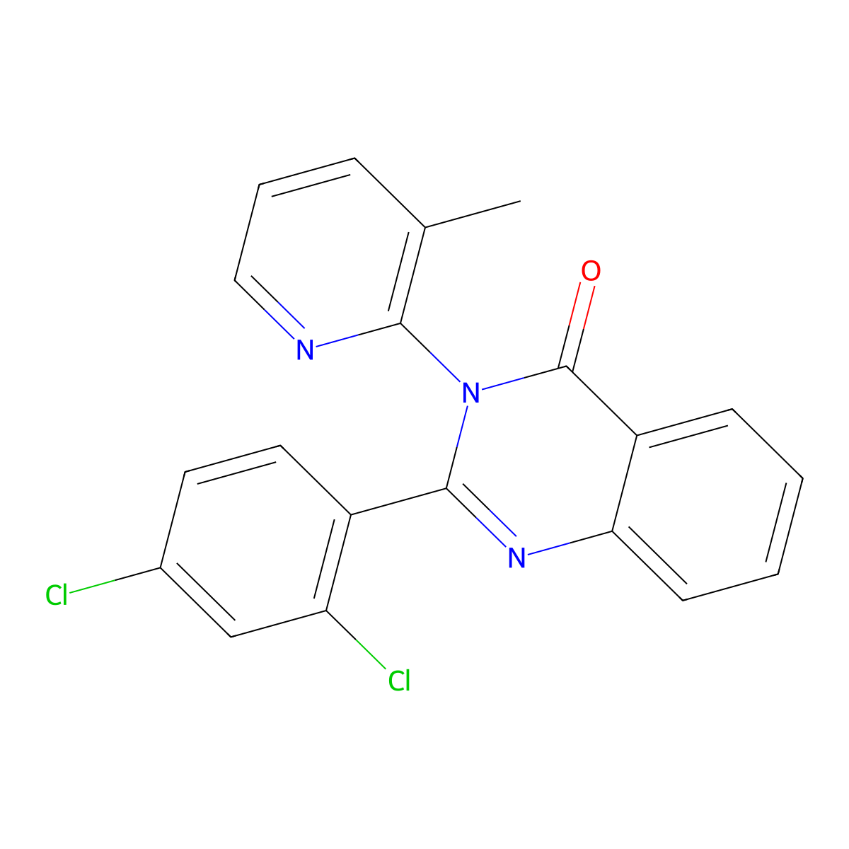 2-(2,4-dichlorophenyl)-3-(3-methylpyridin-2-yl)quinazolin-4(3H)-one molecular structure, CAS 380592-97-2