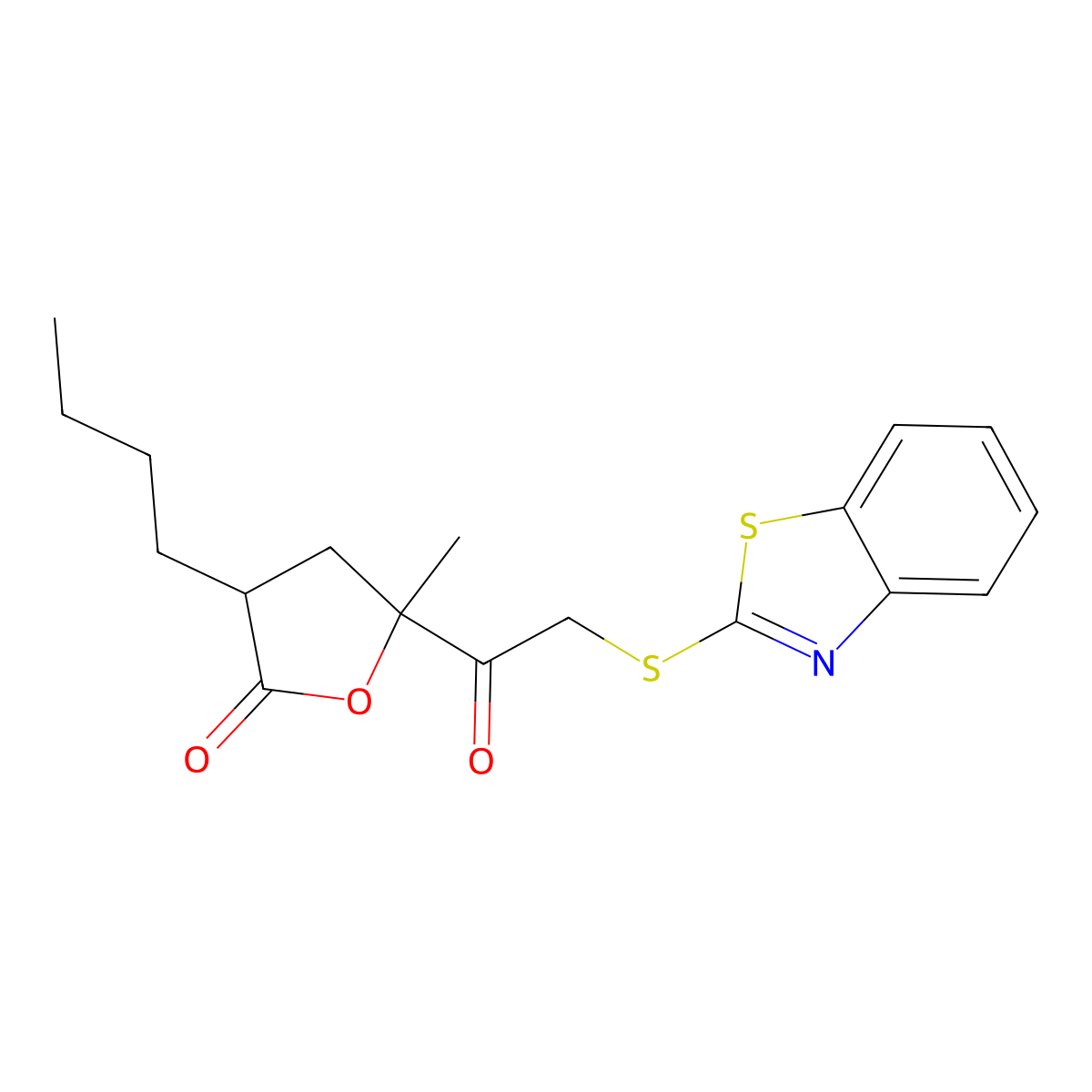 5-[2-(1,3-Benzothiazol-2-ylsulfanyl)acetyl]-3-butyl-5-methyloxolan-2-one molecular structure, CAS 380593-00-0