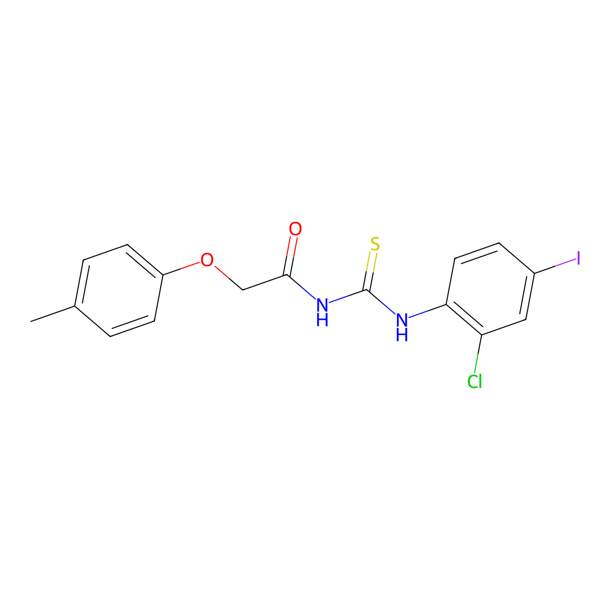 N-[(2-chloro-4-iodophenyl)carbamothioyl]-2-(4-methylphenoxy)acetamide molecular structure, CAS 380593-07-7
