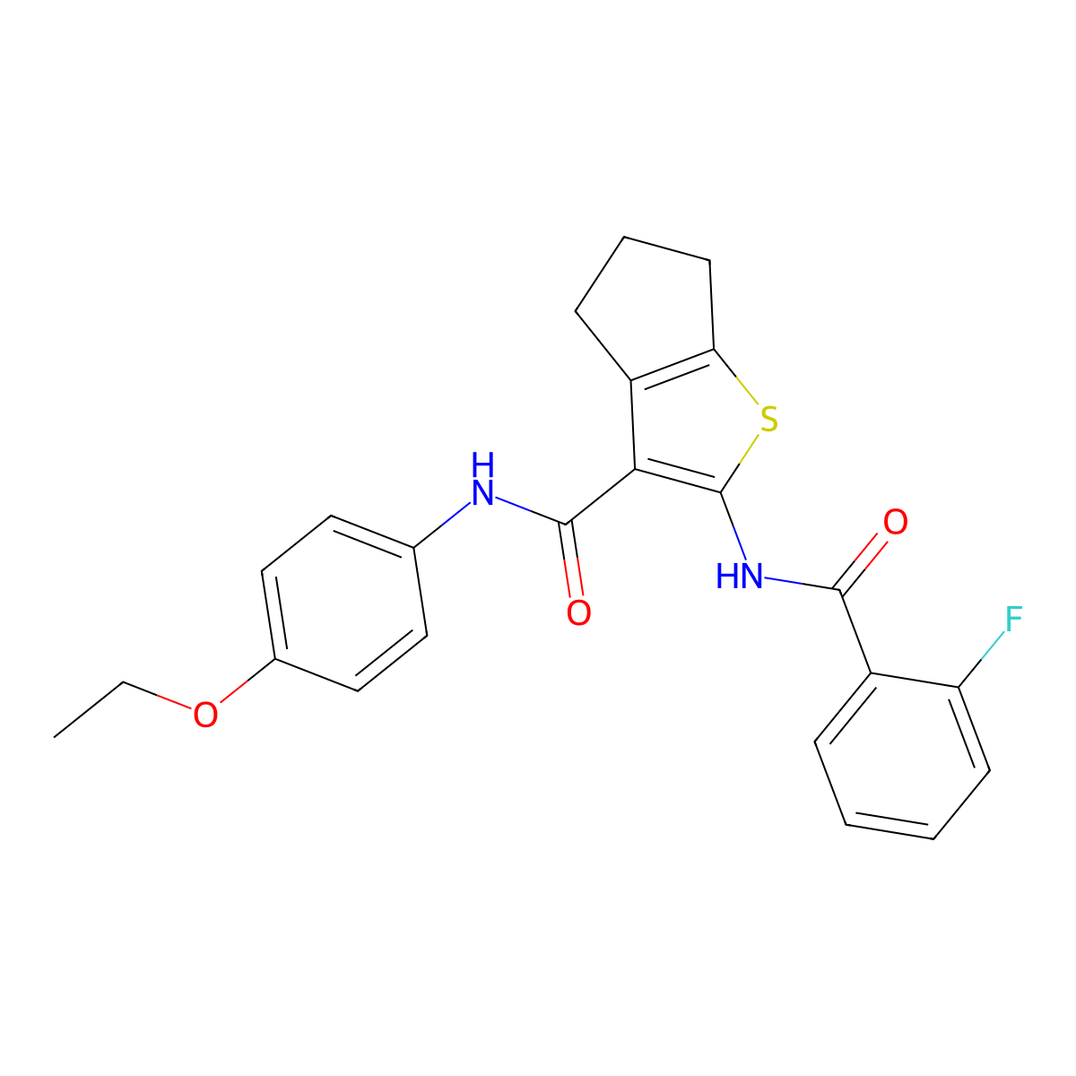 N-(4-ethoxyphenyl)-2-[(2-fluorobenzoyl)amino]-5,6-dihydro-4H-cyclopenta[b]thiophene-3-carboxamide molecular structure, CAS 380593-15-7