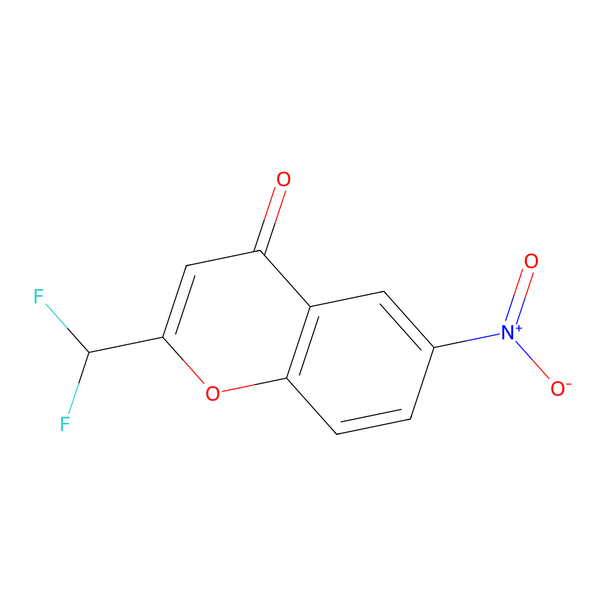 4H-1-Benzopyran-4-one, 2-(difluoromethyl)-6-nitro- molecular structure, CAS 380593-37-3