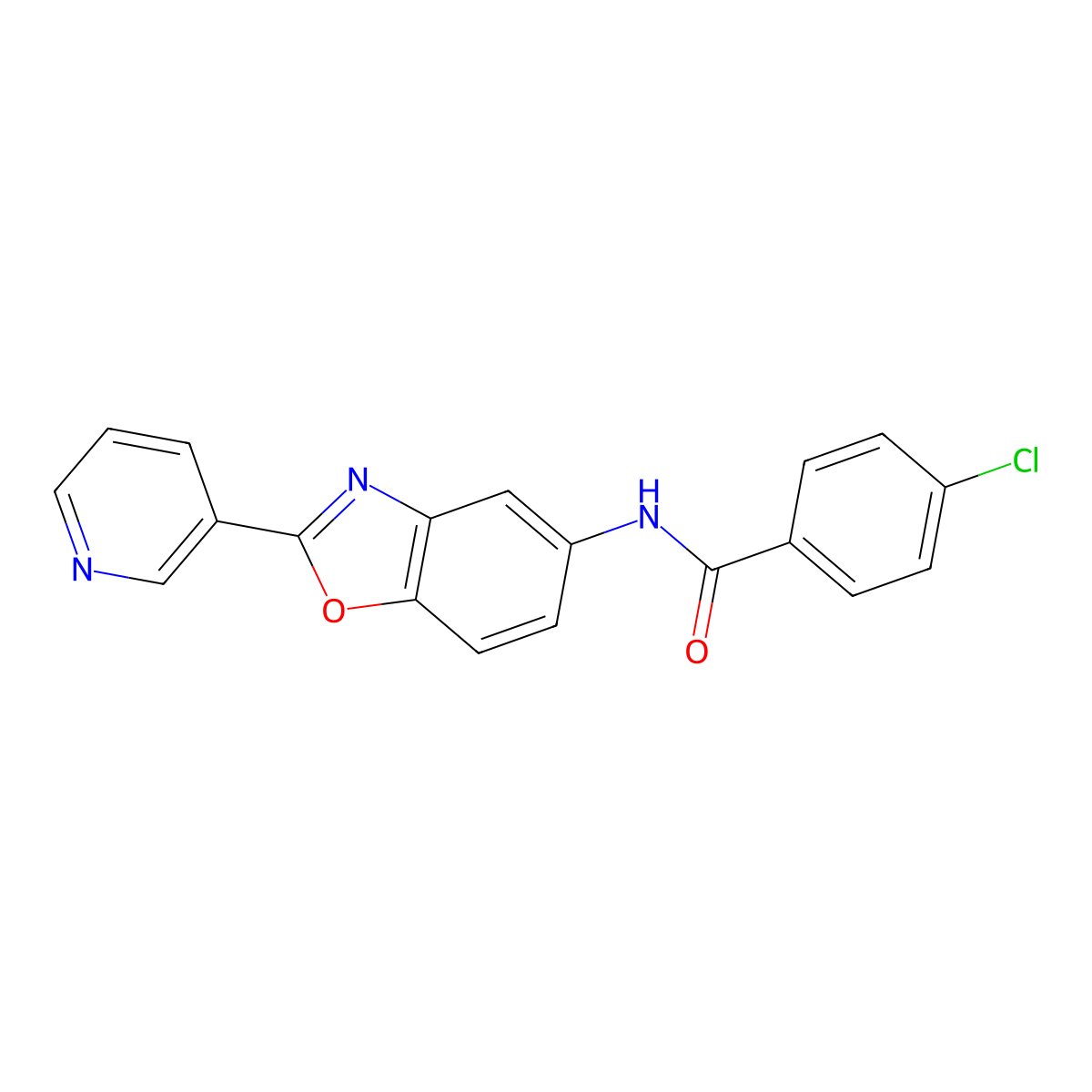 4-chloro-N-[2-(pyridin-3-yl)-1,3-benzoxazol-5-yl]benzamide molecular structure, CAS 380593-38-4
