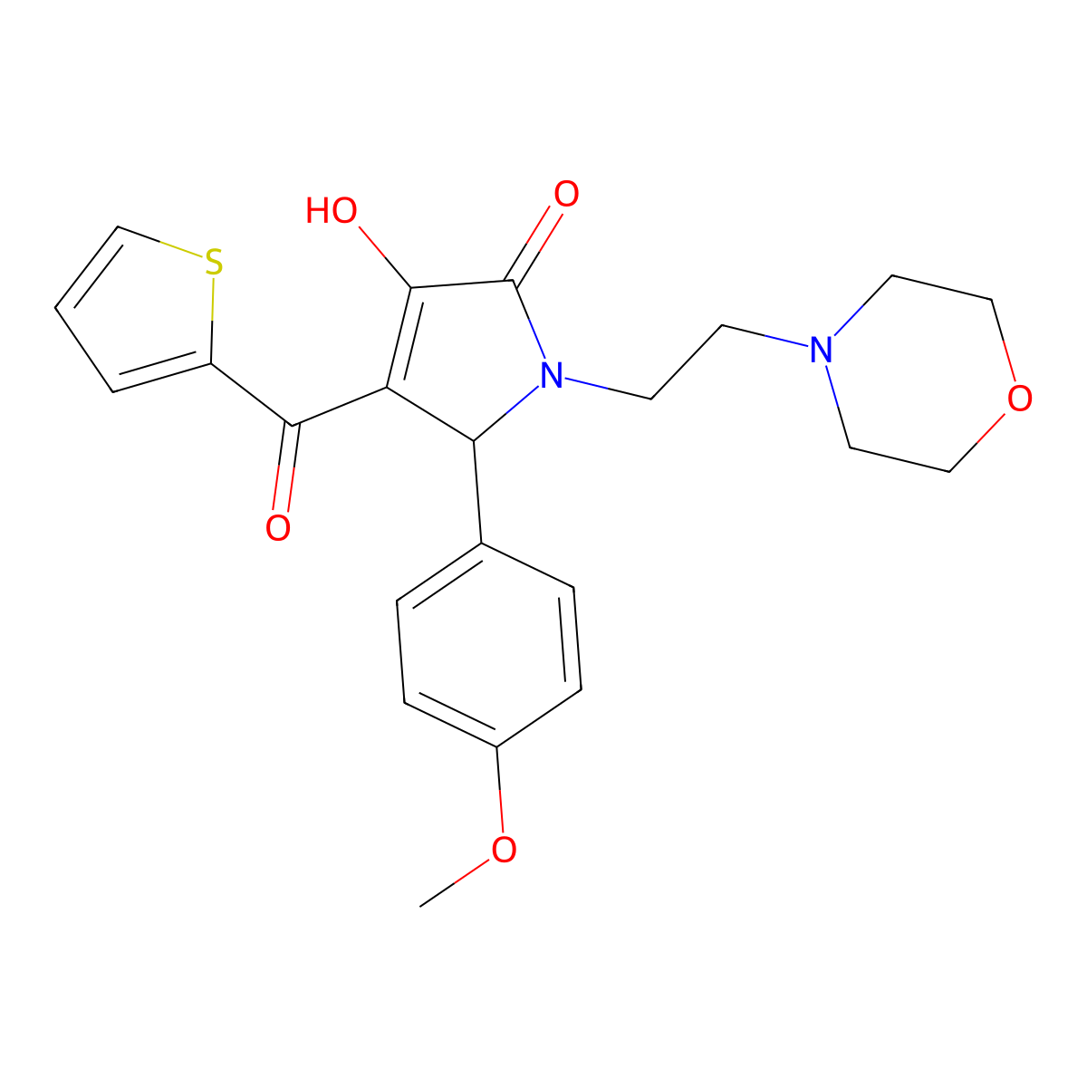 3-hydroxy-5-(4-methoxyphenyl)-1-(2-morpholinoethyl)-4-(thiophene-2-carbonyl)-1H-pyrrol-2(5H)-one molecular structure, CAS 380593-96-4
