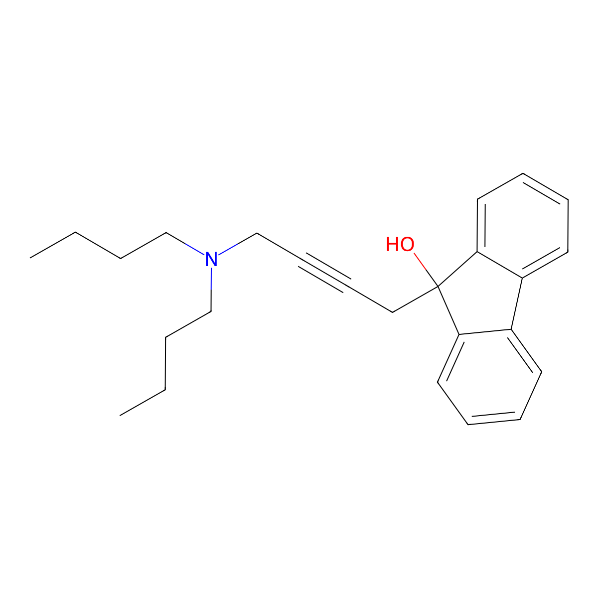 9-[4-(Dibutylamino)but-2-ynyl]fluoren-9-ol molecular structure, CAS 380594-12-7