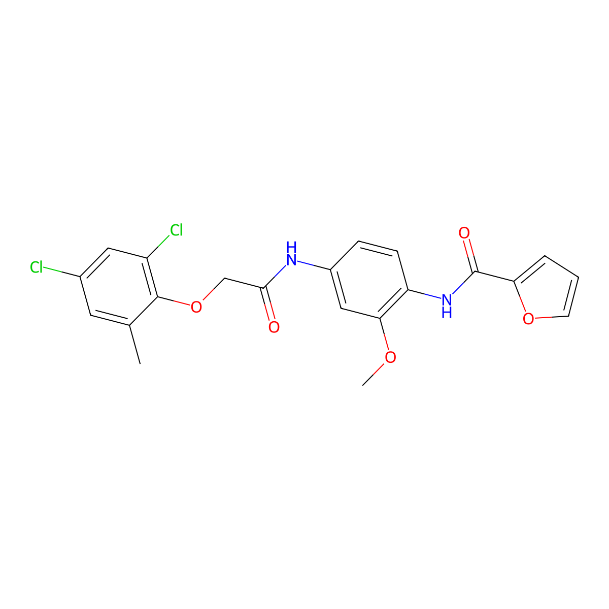N-(4-{[(2,4-dichloro-6-methylphenoxy)acetyl]amino}-2-methoxyphenyl)furan-2-carboxamide molecular structure, CAS 380594-23-0