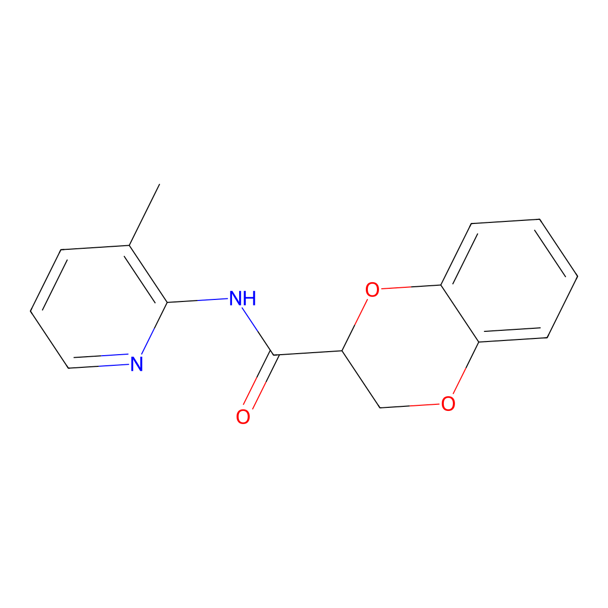 N-(3-methylpyridin-2-yl)-2,3-dihydro-1,4-benzodioxine-2-carboxamide molecular structure, CAS 380594-40-1