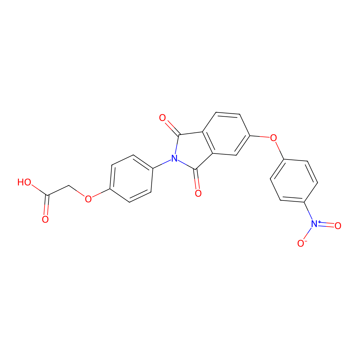 2-[4-[5-(4-Nitrophenoxy)-1,3-dioxoisoindol-2-yl]phenoxy]acetic acid molecular structure, CAS 380594-89-8