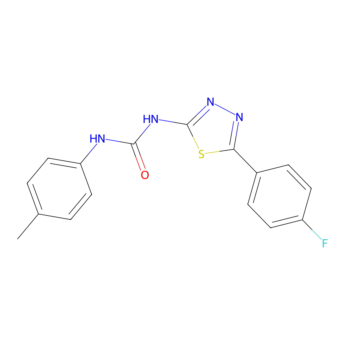 1-[5-(4-Fluorophenyl)-1,3,4-thiadiazol-2-yl]-3-(4-methylphenyl)urea molecular structure, CAS 380595-44-8