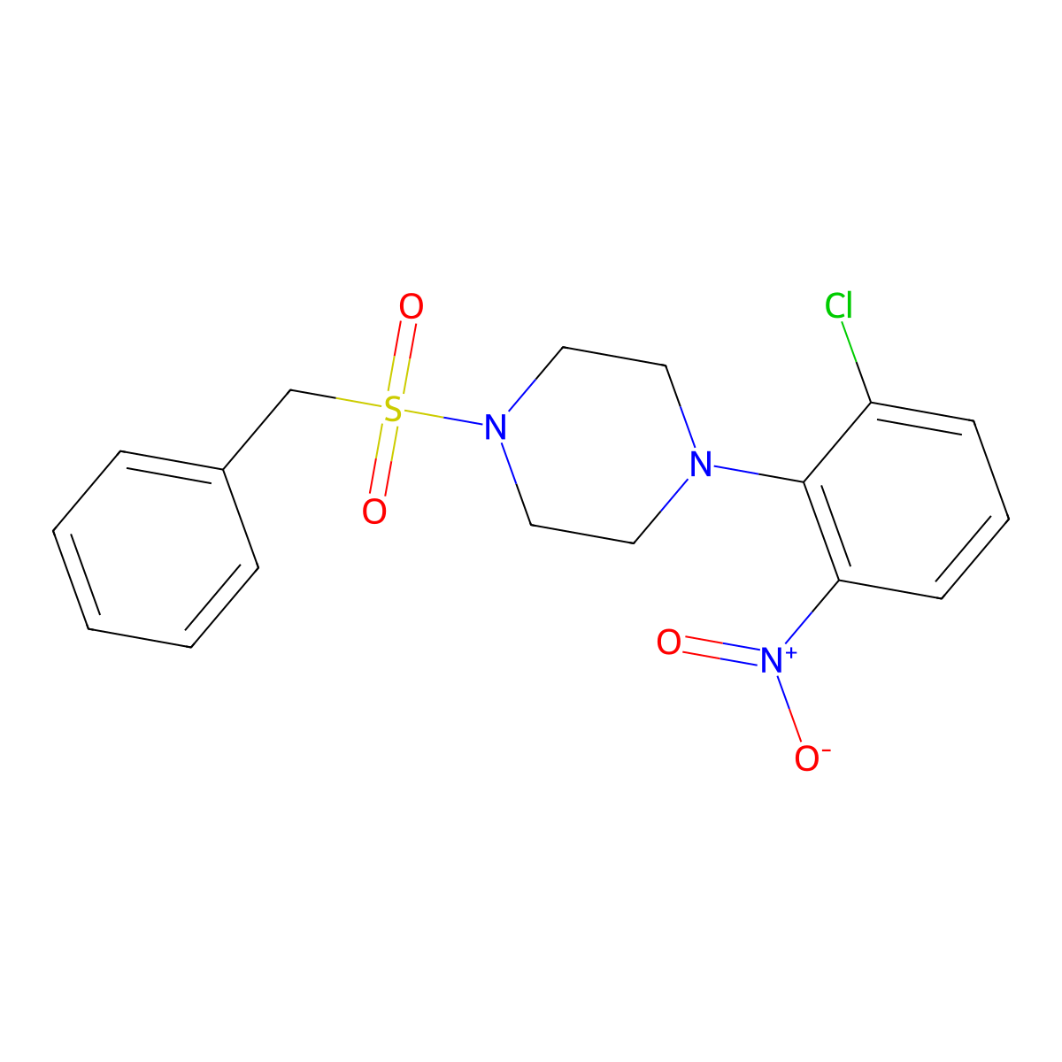 1-Benzylsulfonyl-4-(2-chloro-6-nitrophenyl)piperazine molecular structure, CAS 380595-59-5