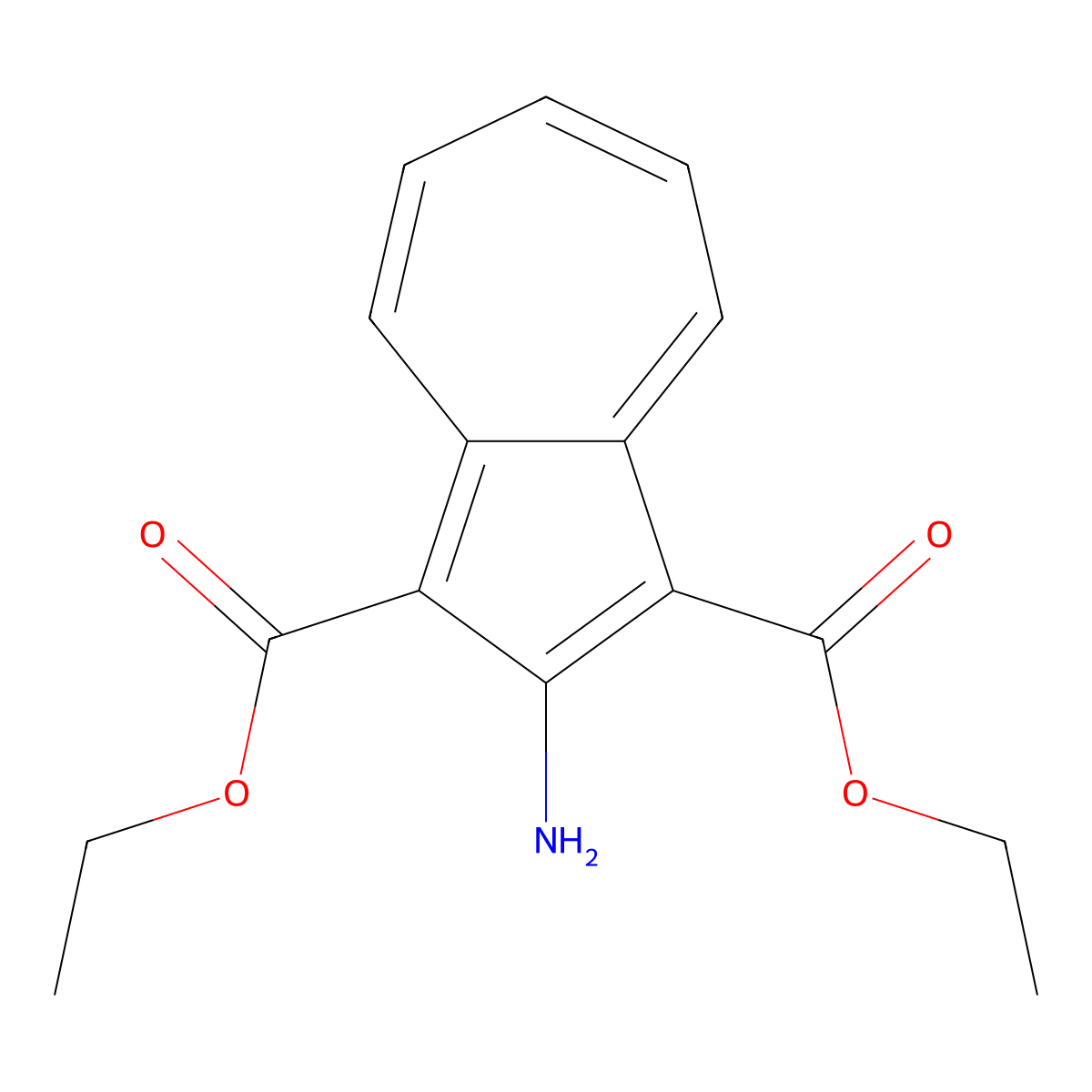 Diethyl 2-aminoazulene-1,3-dicarboxylate molecular structure, CAS 3806-02-8
