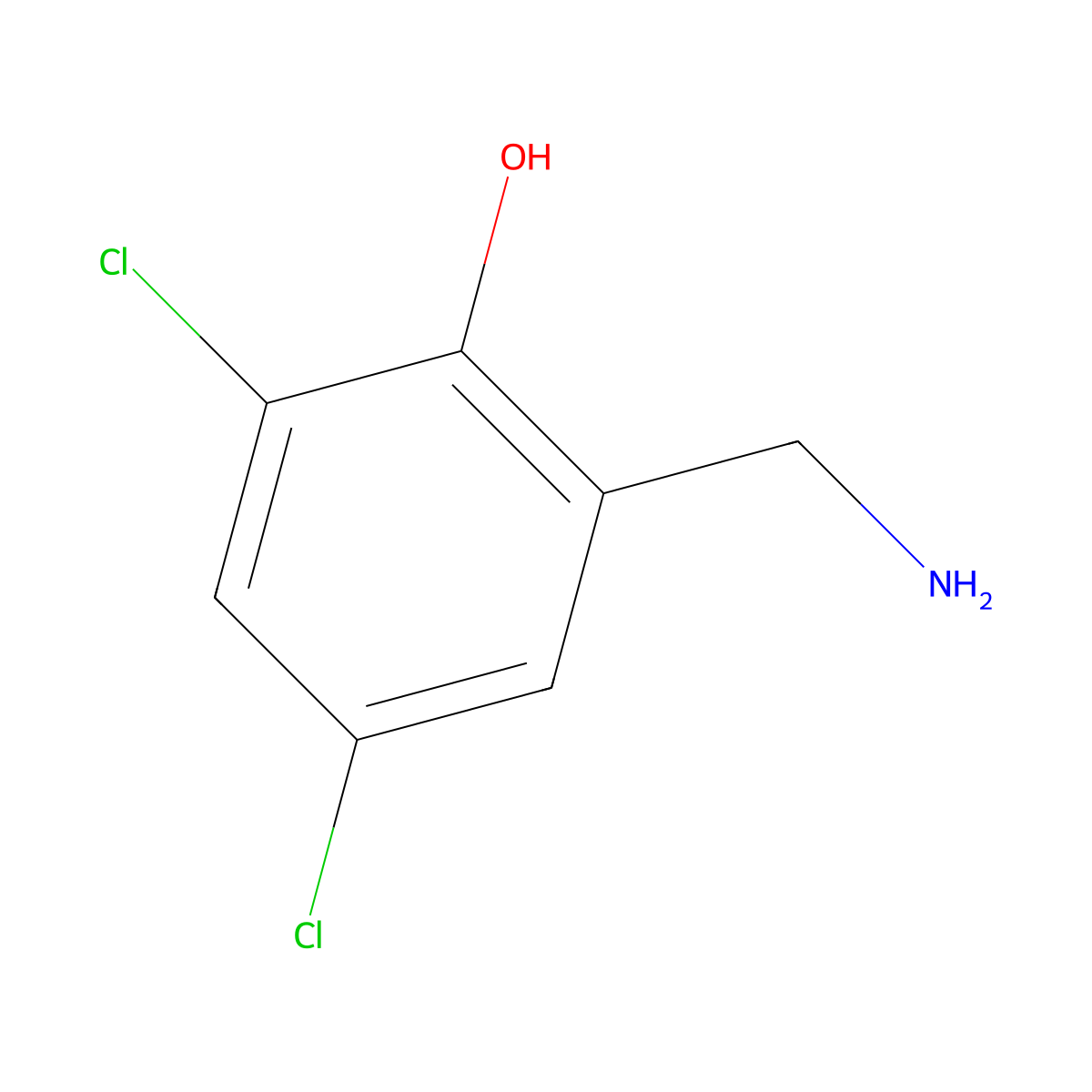 2-(Aminomethyl)-4,6-dichlorophenol molecular structure, CAS 38060-64-9