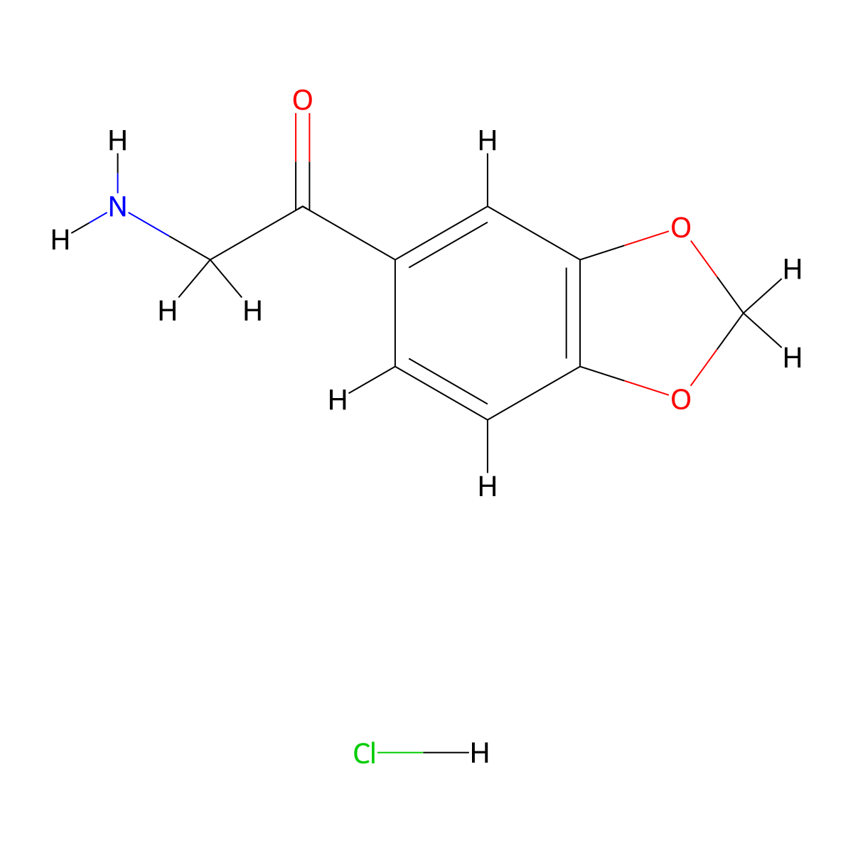 2-amino-1-benzo[1,3]dioxol-5-yl-ethanone Hydrochloride molecular structure, CAS 38061-34-6