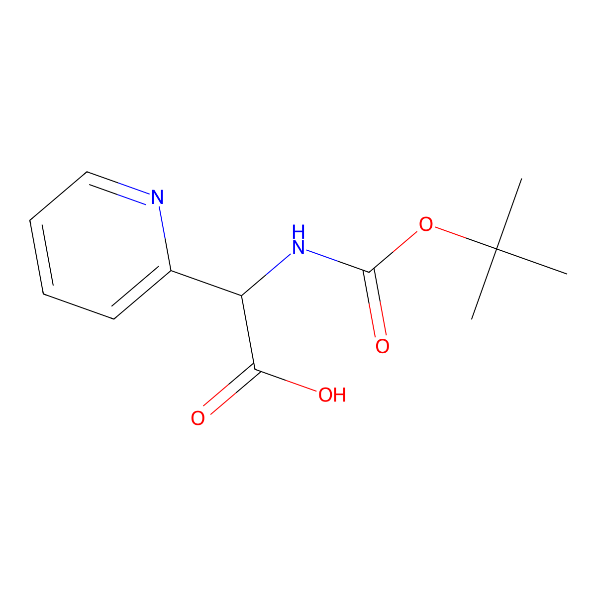 2-{[(Tert-butoxy)carbonyl]amino}-2-(pyridin-2-yl)acetic acid molecular structure, CAS 380610-57-1