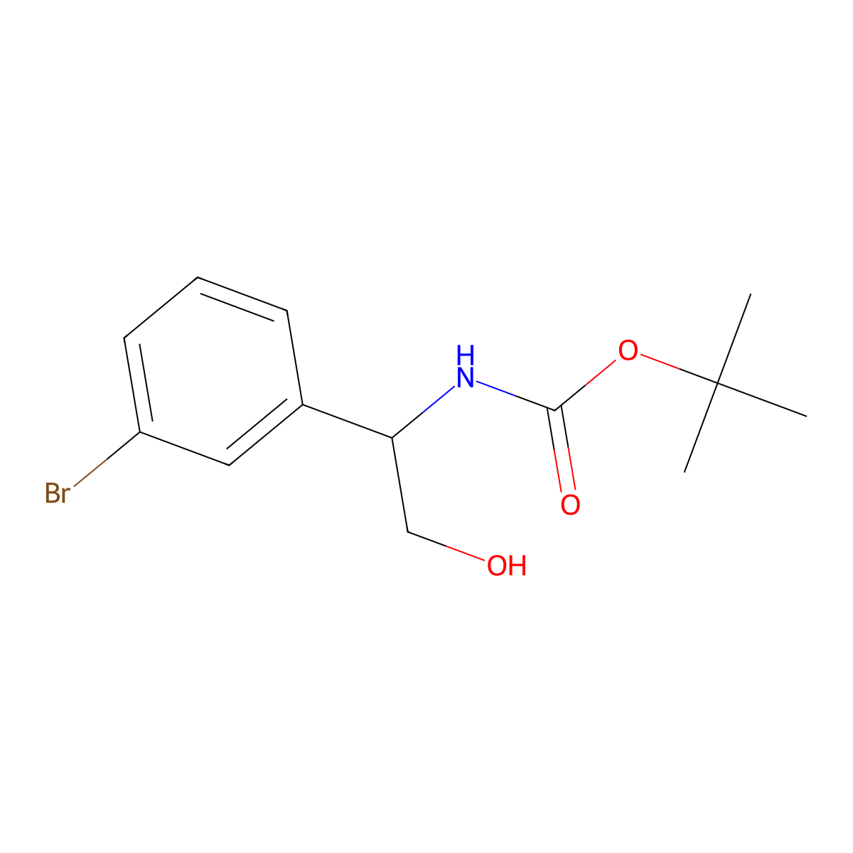 (R)-tert-Butyl (1-(3-bromophenyl)-2-hydroxyethyl)carbamate molecular structure, CAS 380610-92-4