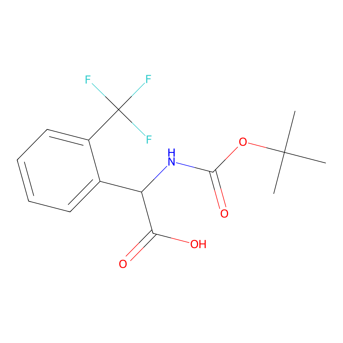 2-(((Tert-butoxy)carbonyl)amino)-2-(2-(trifluoromethyl)phenyl)acetic acid molecular structure, CAS 380611-02-9