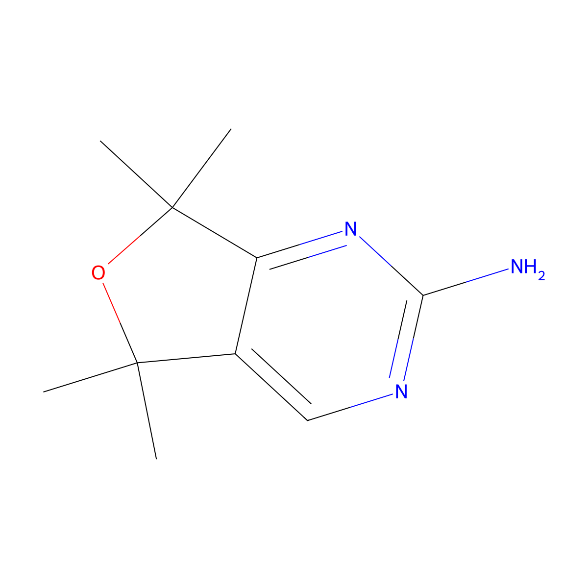 5,5,7,7-tetramethyl-5H,7H-furo[3,4-d]pyrimidin-2-amine molecular structure, CAS 380622-76-4