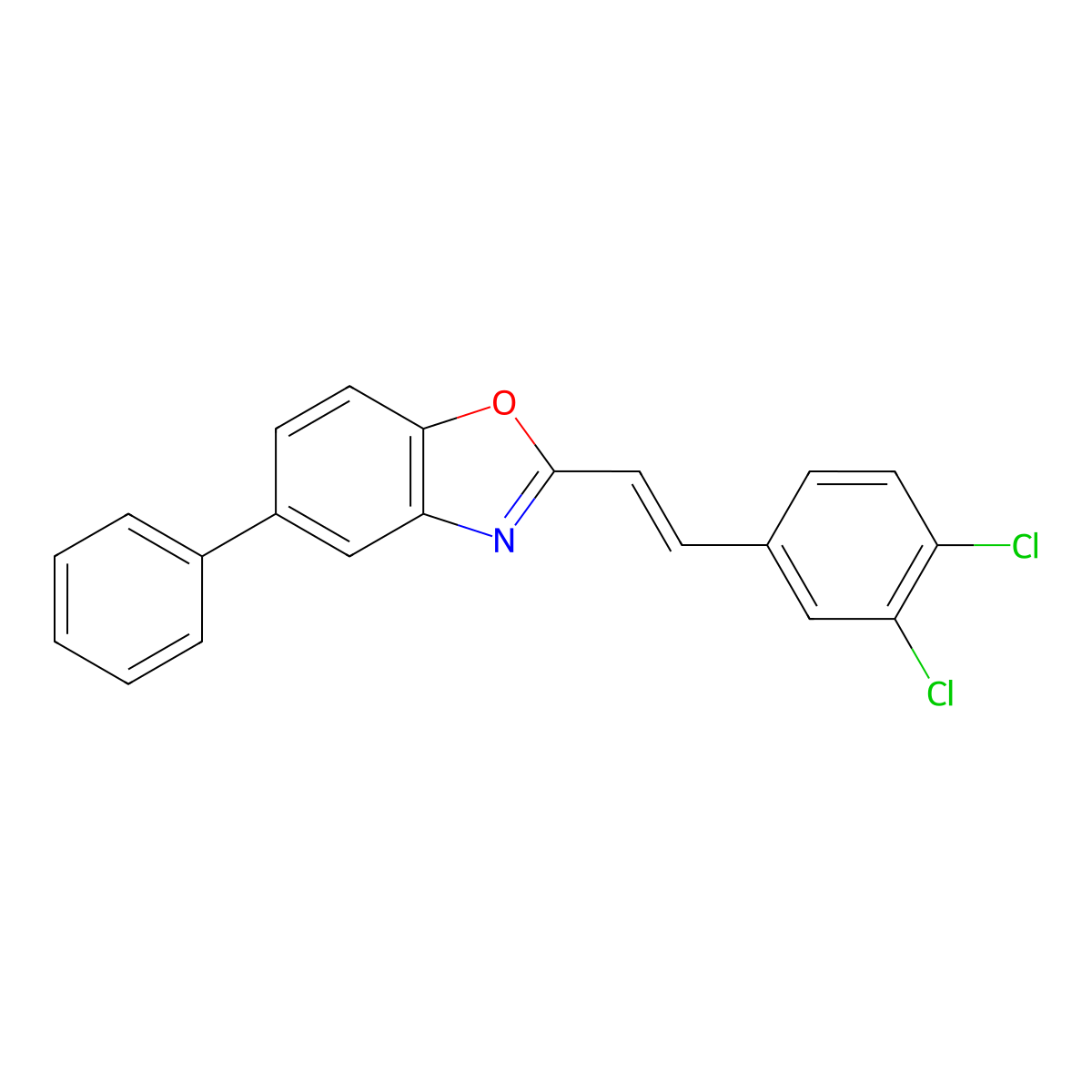 2-[2-(3,4-Dichlorophenyl)ethenyl]-5-phenylbenzoxazole molecular structure, CAS 380623-16-5