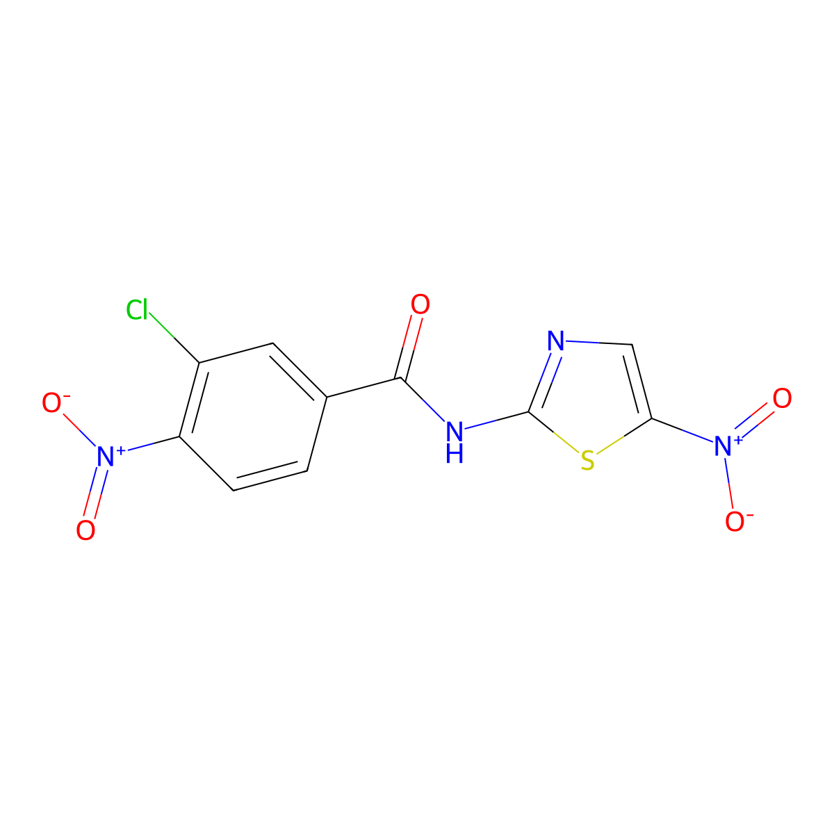 3-Chloro-4-nitro-N-(5-nitro-2-thiazolyl)-benzamide molecular structure, CAS 380623-76-7
