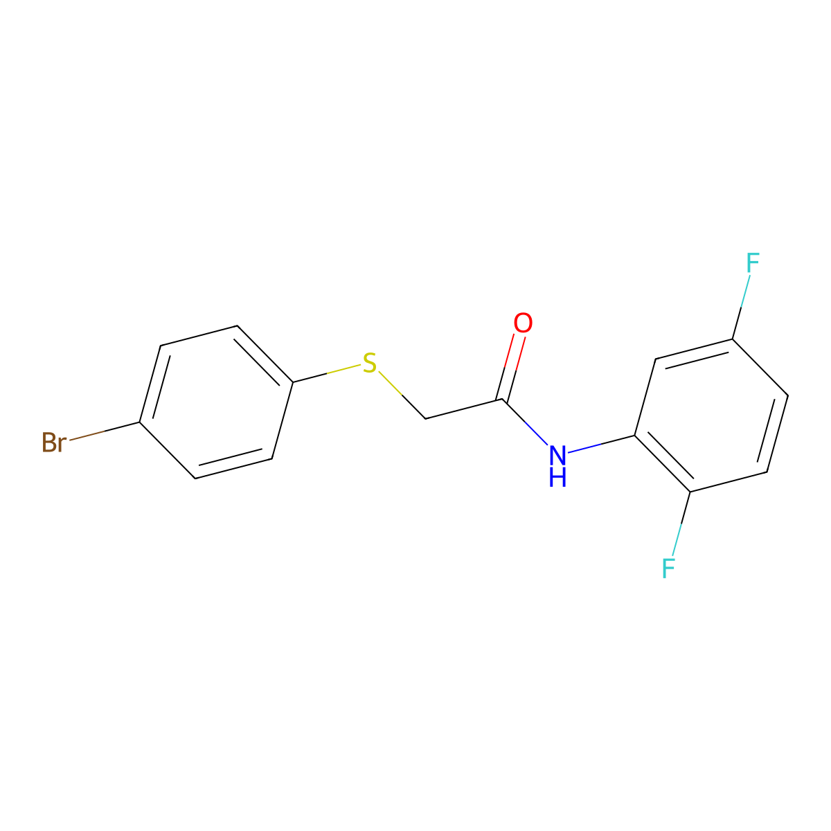 2-[(4-bromophenyl)sulfanyl]-N-(2,5-difluorophenyl)acetamide molecular structure, CAS 380626-10-8