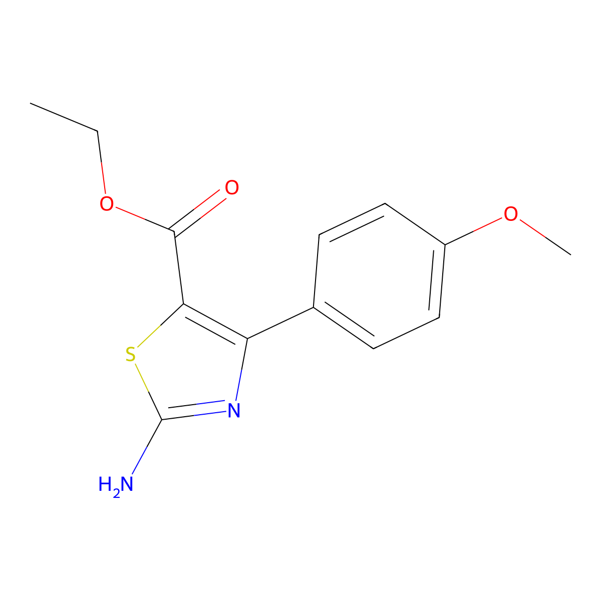 Ethyl 2-amino-4-(4-methoxyphenyl)-1,3-thiazole-5-carboxylate molecular structure, CAS 380626-32-4