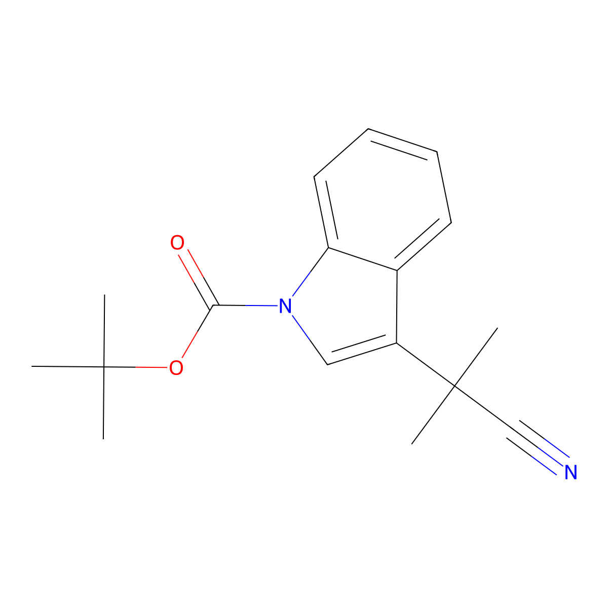 tert-butyl 3-(2-cyanopropan-2-yl)-1H-indole-1-carboxylate molecular structure, CAS 380626-46-0