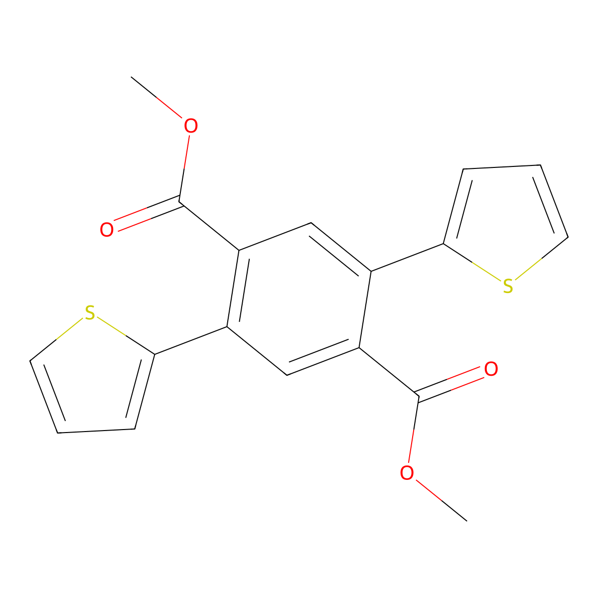 Dimethyl 2,5-di(thiophen-2-yl)terephthalate molecular structure, CAS 380626-52-8