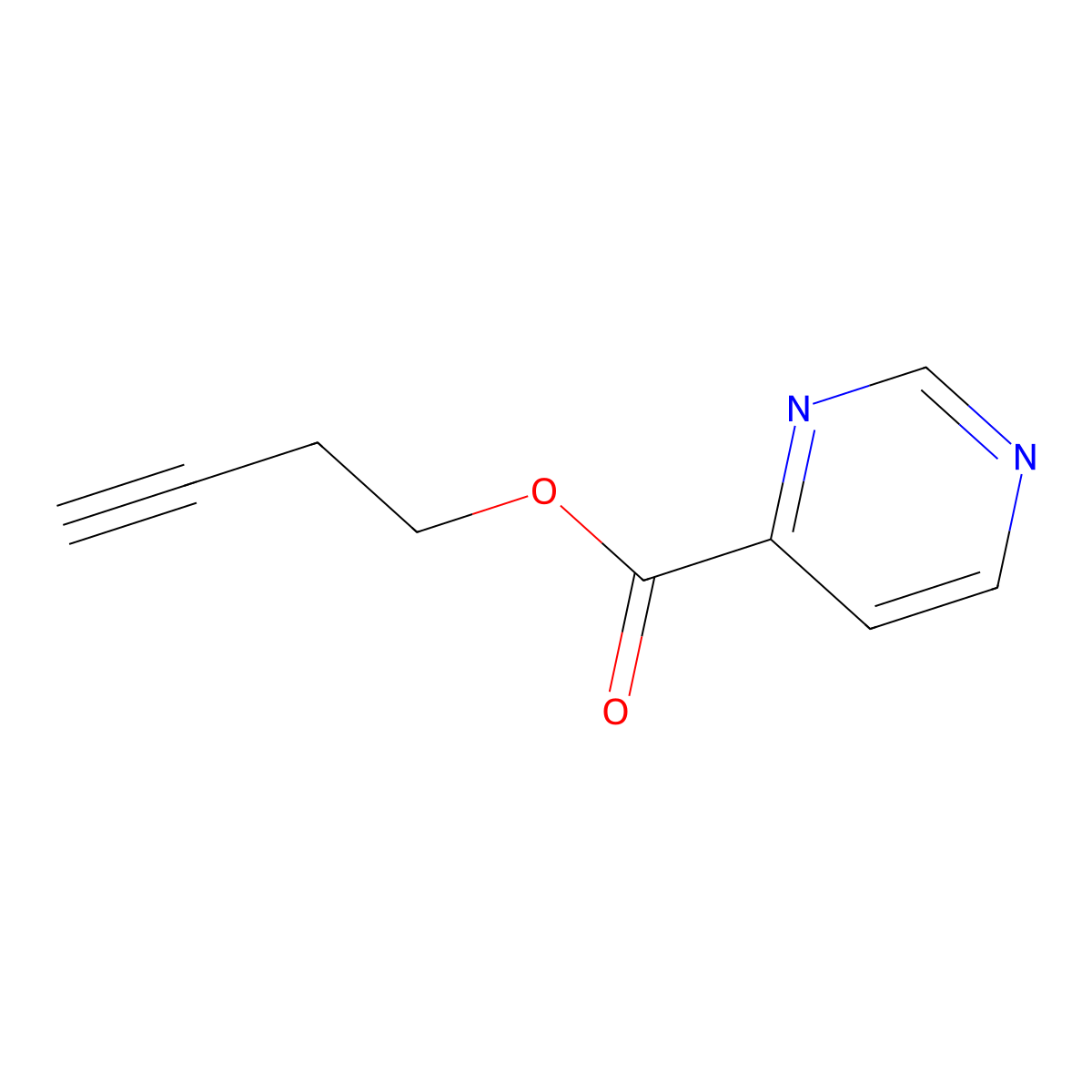 4-Pyrimidinecarboxylic acid 3-butynyl ester molecular structure, CAS 380626-82-4