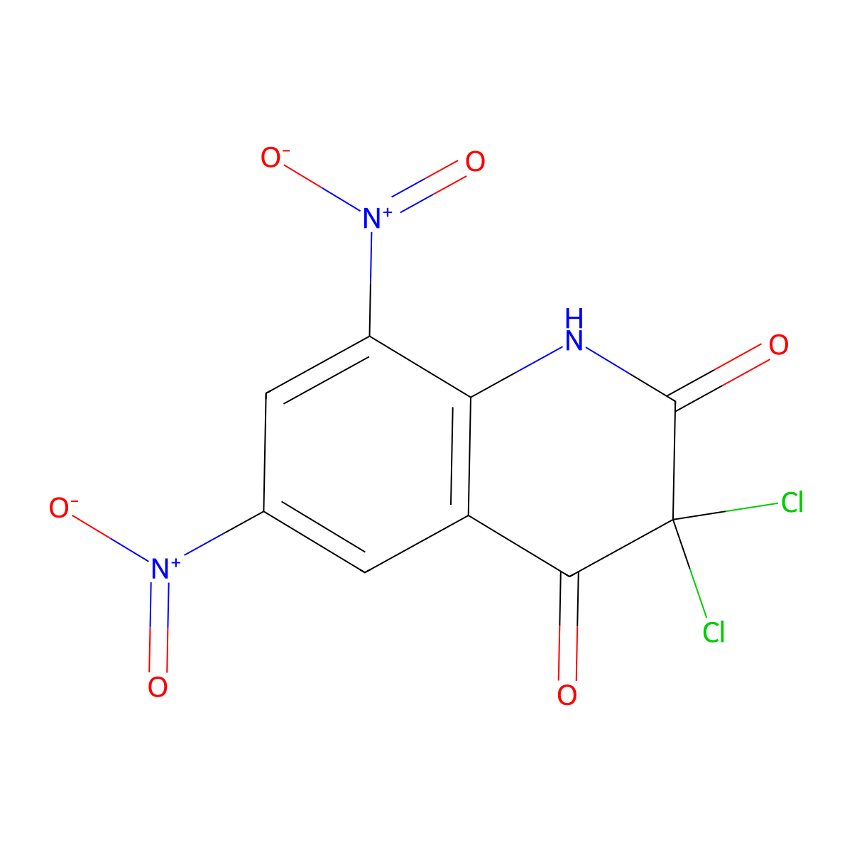 3,3-dichloro-6,8-dinitro-1H-quinoline-2,4-dione molecular structure, CAS 380631-25-4