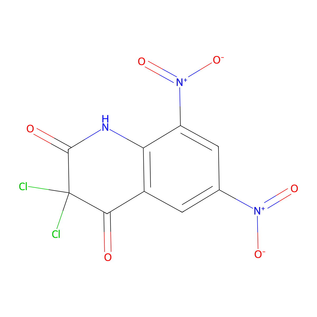 3,3-dichloro-6,8-dinitro-1H-quinoline-2,4-dione molecular structure, CAS 380631-25-4