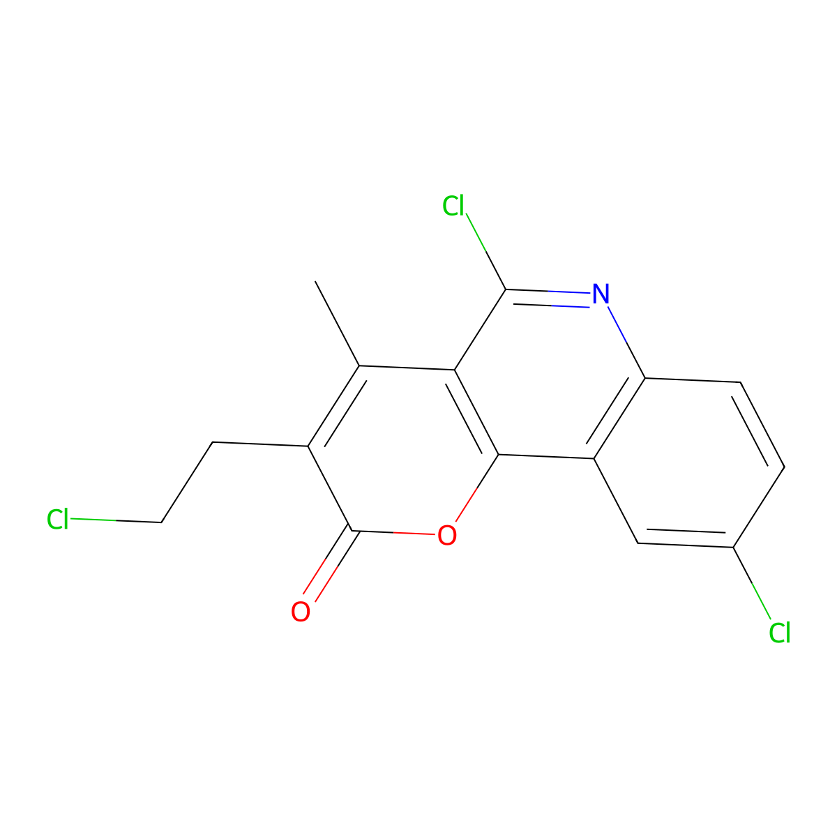 5,9-dichloro-3-(2-chloroethyl)-4-methyl-2H-pyrano[3,2-c]quinolin-2-one molecular structure, CAS 380631-54-9