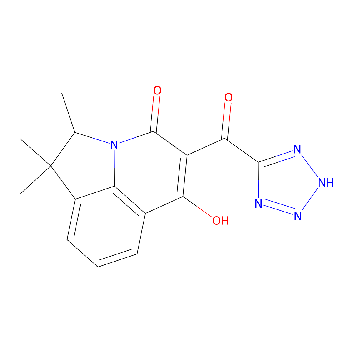 6-hydroxy-1,1,2-trimethyl-5-(1H-tetraazol-5-ylcarbonyl)-1,2-dihydro-4H-pyrrolo[3,2,1-ij]quinolin-4-one molecular structure, CAS 380631-93-6