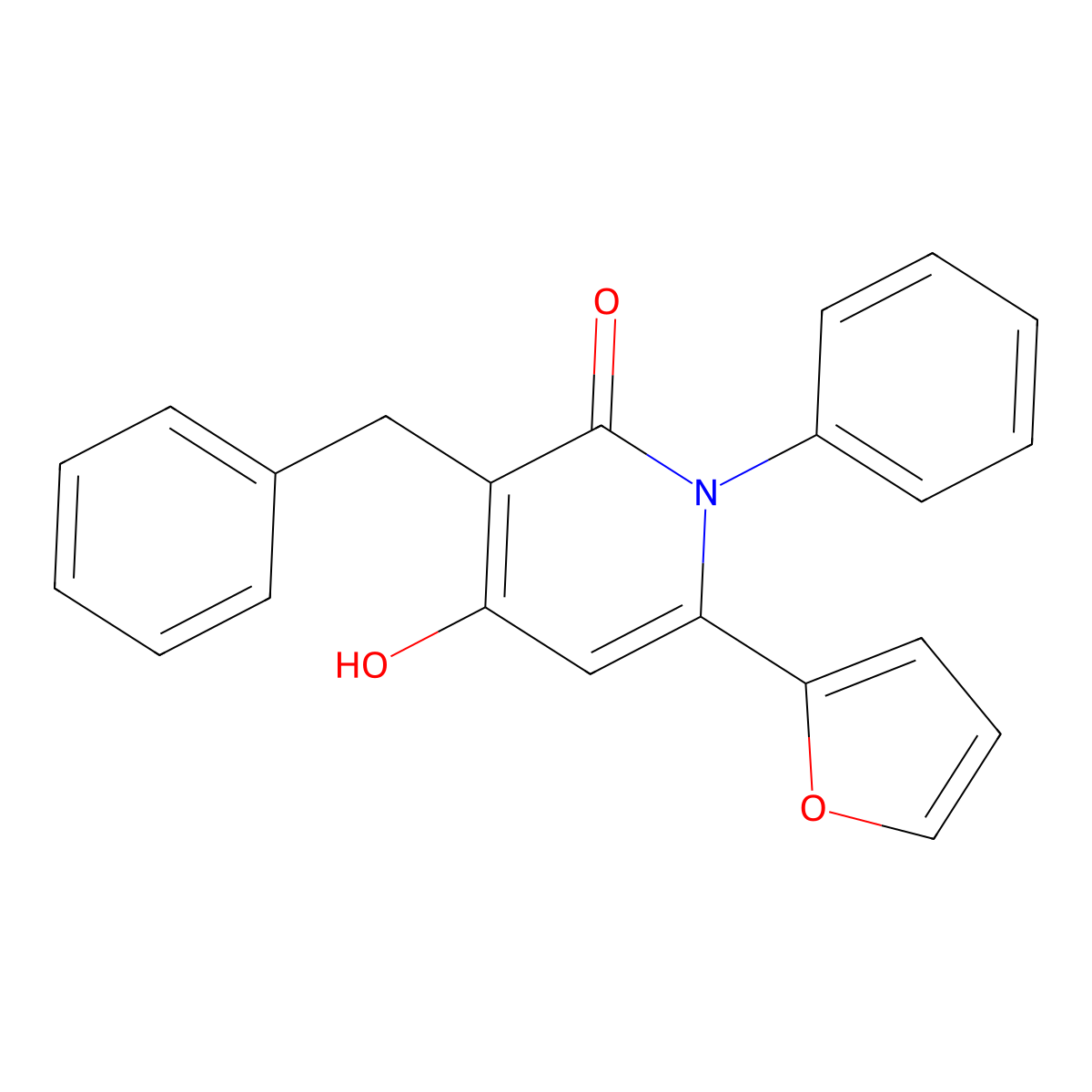 3-benzyl-6-(2-furyl)-4-hydroxy-1-phenyl-2(1H)-pyridinone molecular structure, CAS 380632-22-4