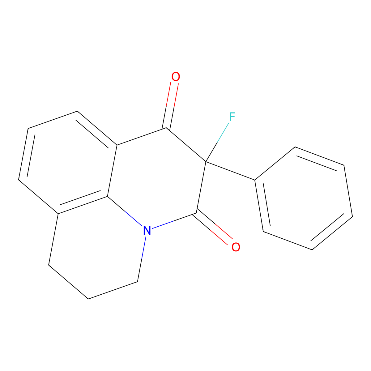 2-fluoro-2-phenyl-6,7-dihydro-1H,5H-pyrido[3,2,1-ij]quinoline-1,3(2H)-dione molecular structure, CAS 380632-70-2
