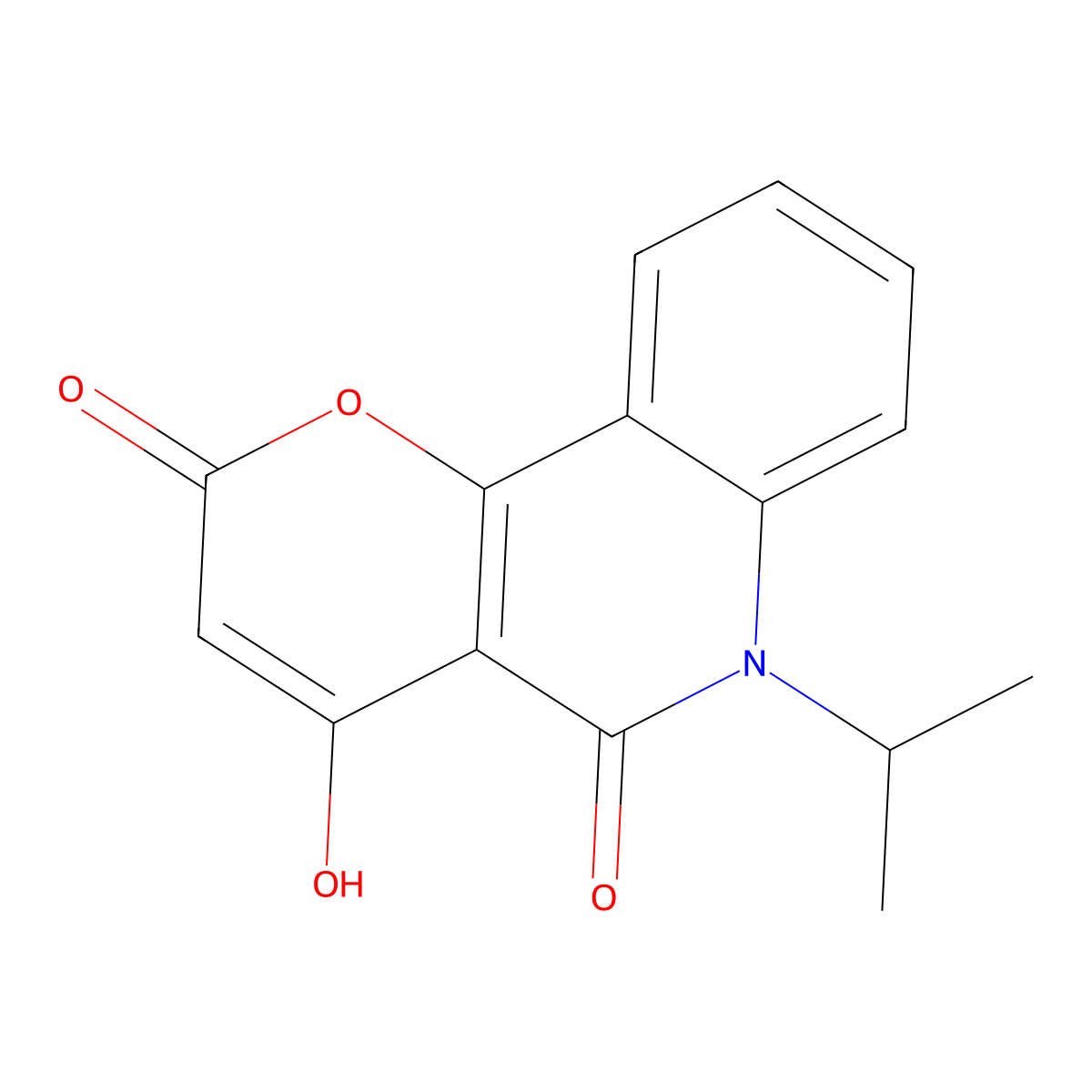 4-hydroxy-6-isopropyl-2H-pyrano[3,2-c]quinoline-2,5(6H)-dione molecular structure, CAS 380633-63-6