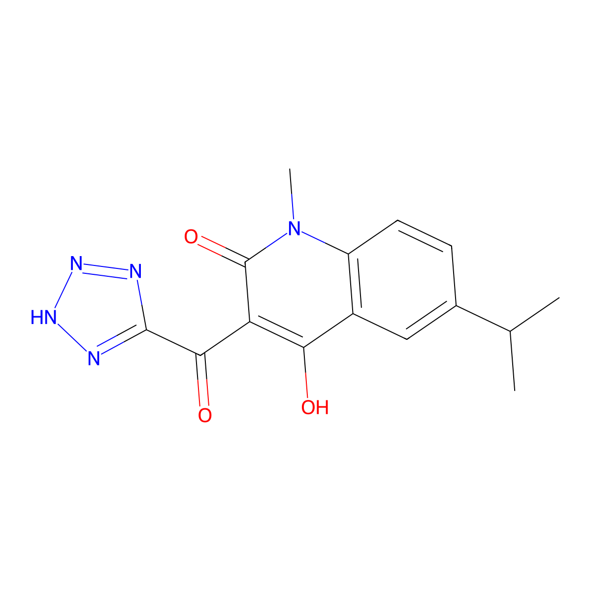 4-hydroxy-6-isopropyl-1-methyl-3-(1H-tetraazol-5-ylcarbonyl)-2(1H)-quinolinone molecular structure, CAS 380633-67-0