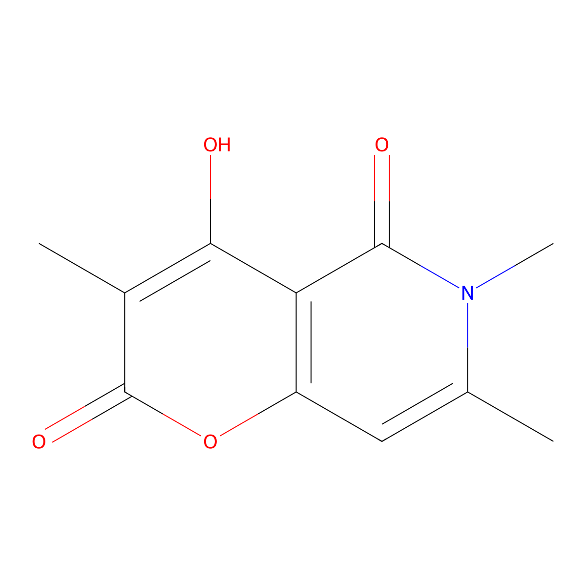 4-hydroxy-3,6,7-trimethyl-2H-pyrano[3,2-c]pyridine-2,5(6H)-dione molecular structure, CAS 380634-00-4