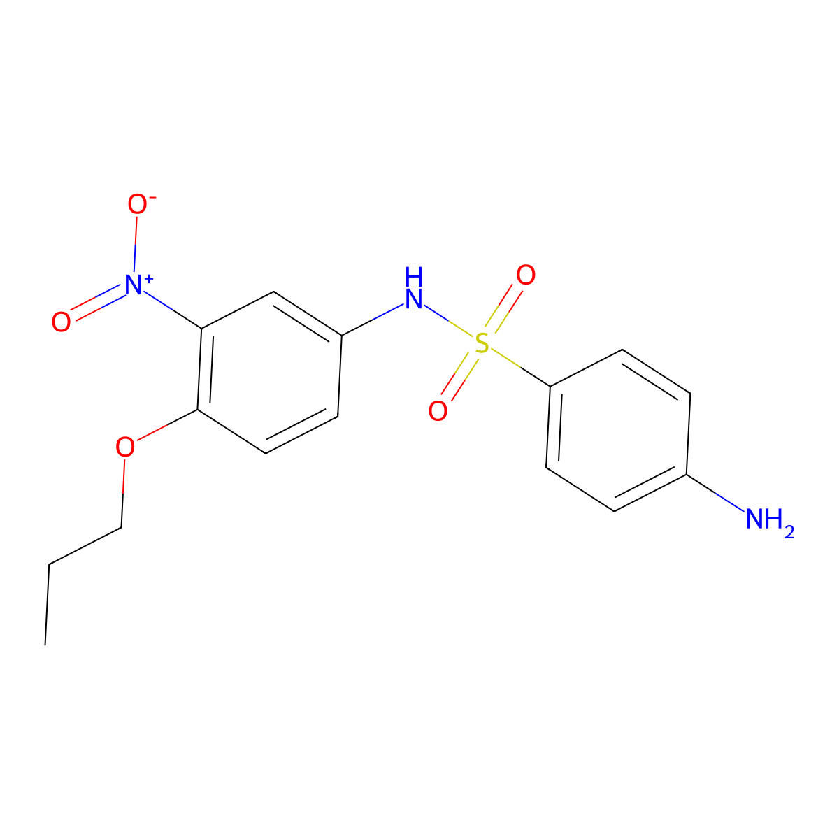 4-amino-N-{3-nitro-4-propoxyphenyl}benzenesulfonamide molecular structure, CAS 380635-87-0