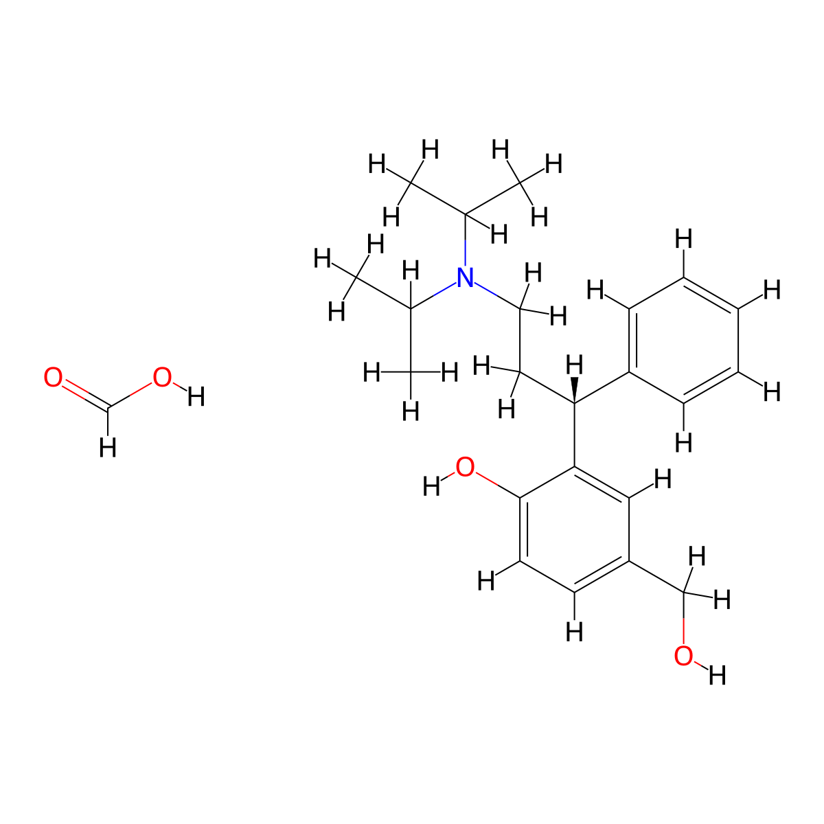 (R)-5-Hydroxymethyl Tolterodine Formate molecular structure, CAS 380636-49-7