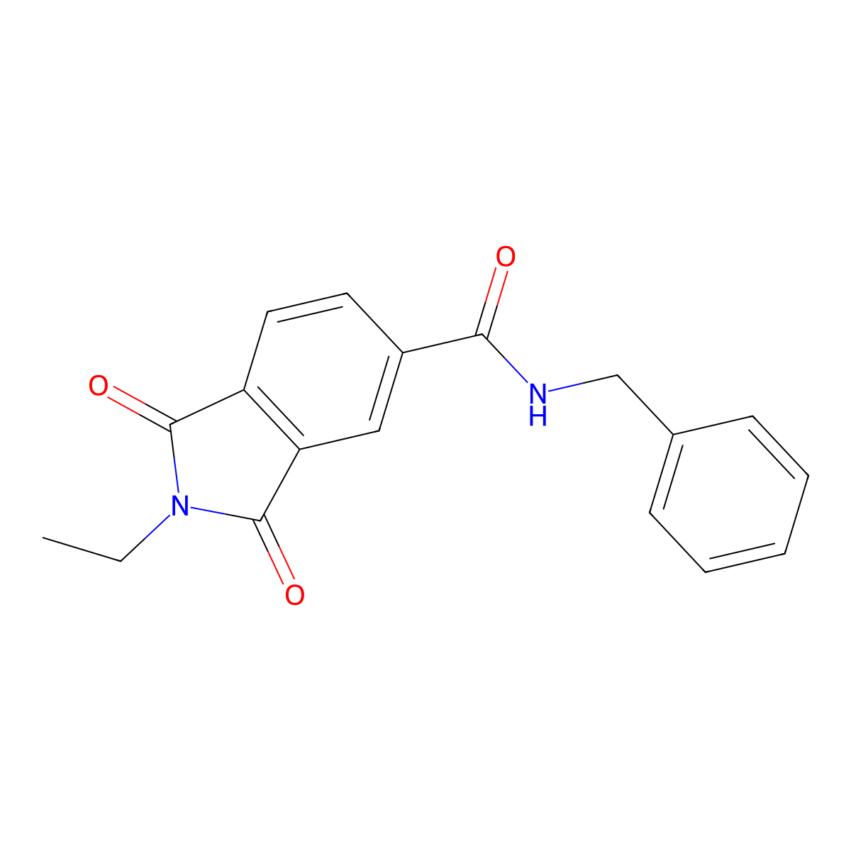 N-benzyl-2-ethyl-1,3-dioxoisoindole-5-carboxamide molecular structure, CAS 380636-60-2