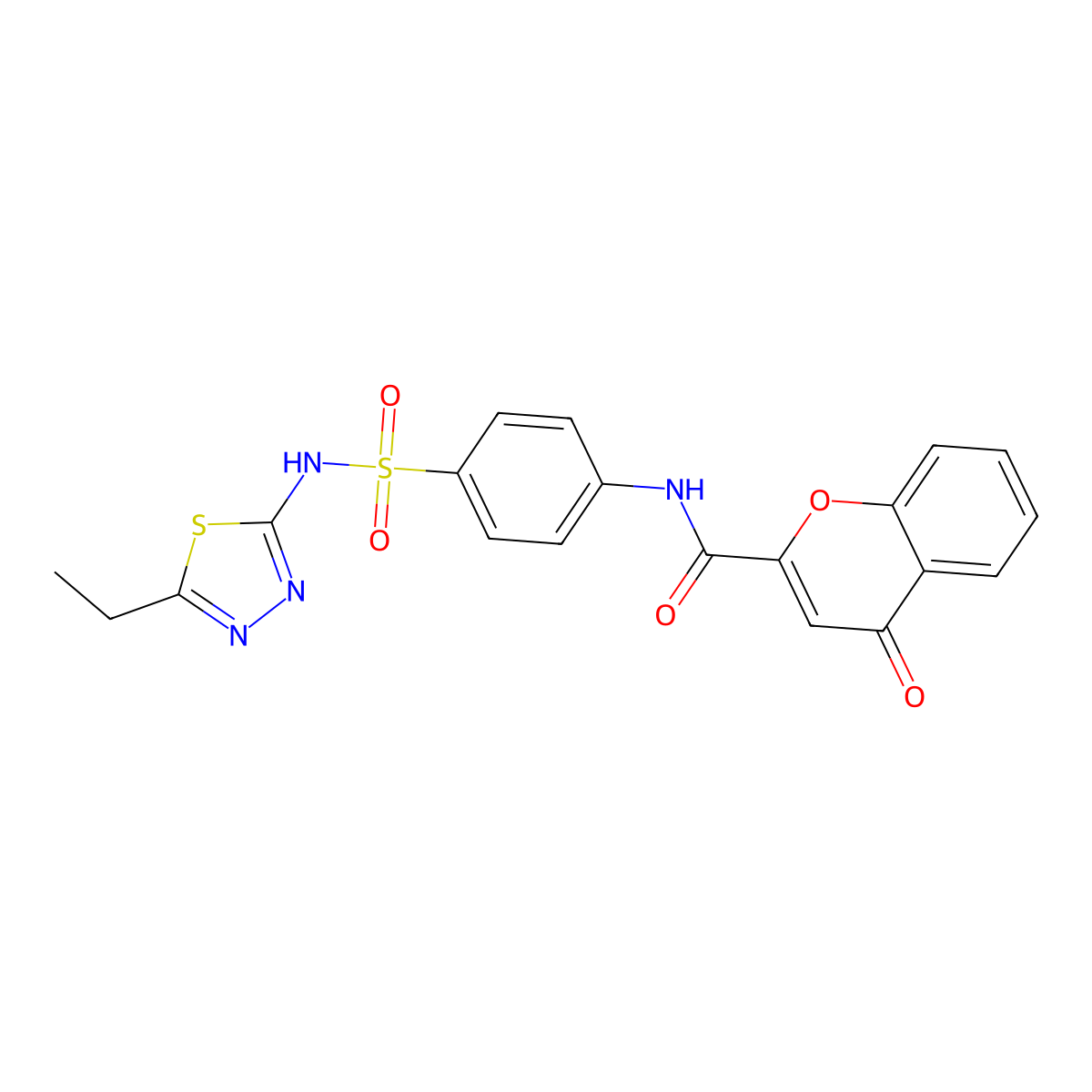 N-[4-[(5-ethyl-1,3,4-thiadiazol-2-yl)sulfamoyl]phenyl]-4-oxochromene-2-carboxamide molecular structure, CAS 380638-25-5