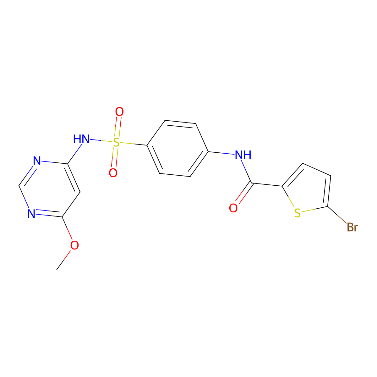 5-bromo-N-(4-(N-(6-methoxypyrimidin-4-yl)sulfamoyl)phenyl)thiophene-2-carboxamide molecular structure, CAS 380638-29-9