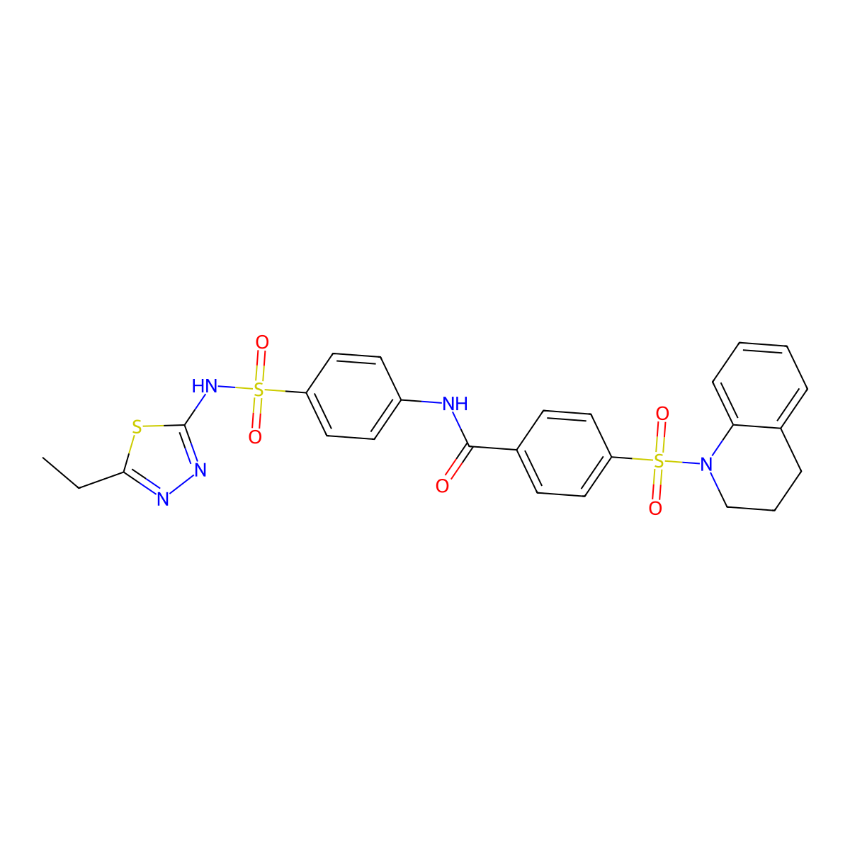 4-((3,4-dihydroquinolin-1(2H)-yl)sulfonyl)-N-(4-(N-(5-ethyl-1,3,4-thiadiazol-2-yl)sulfamoyl)phenyl)benzamide molecular structure, CAS 380638-30-2